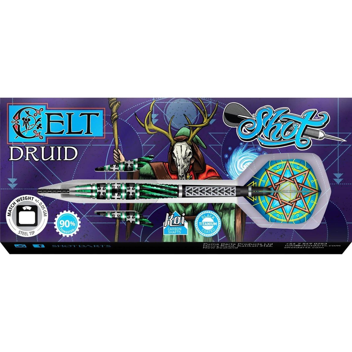 Darts - Shot - Celt Druid Darts - Steel Tip - 90% Tungsten - 23g 24g 25g 