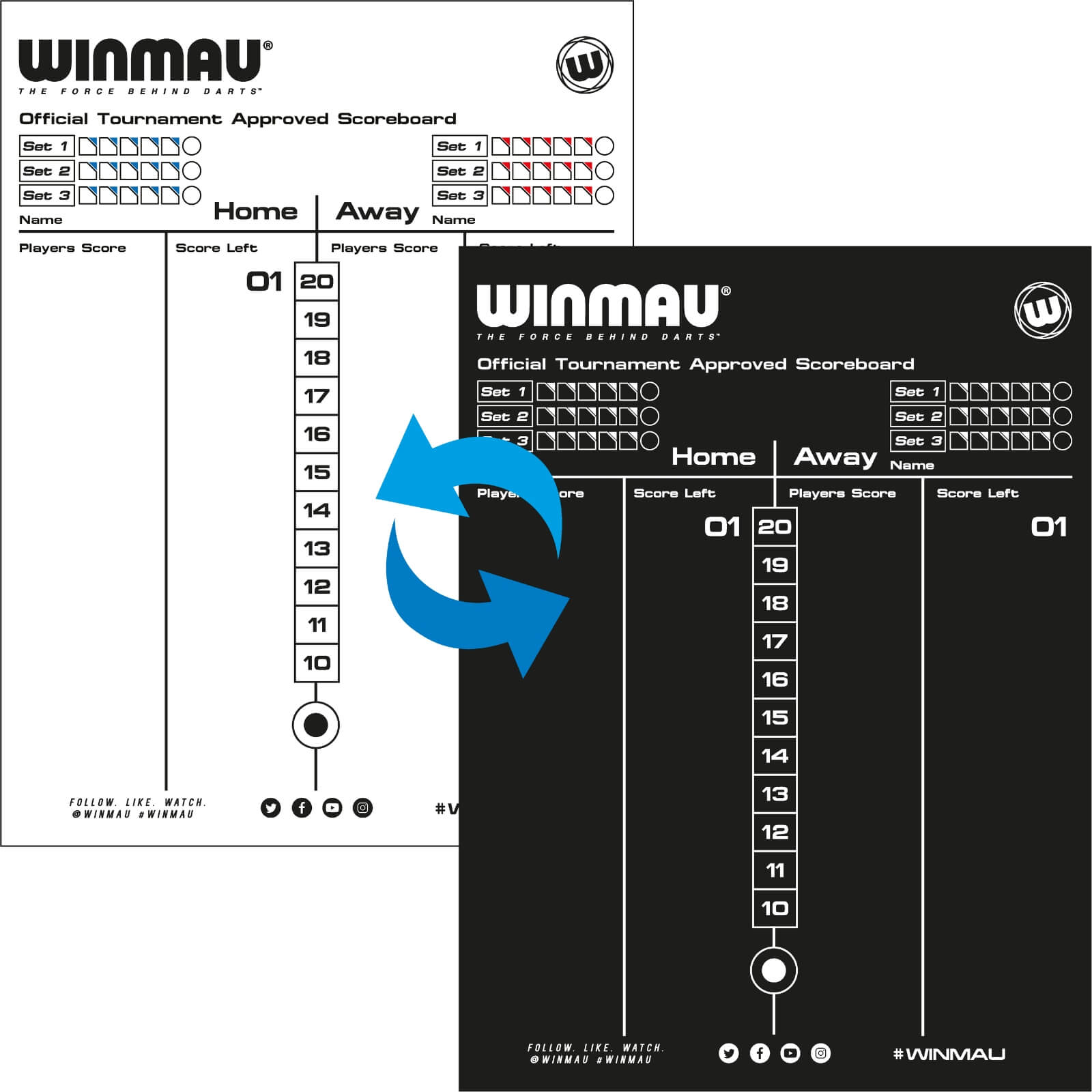 Scoring Accessories - Winmau - Dry Wipe Darts Scoreboard 