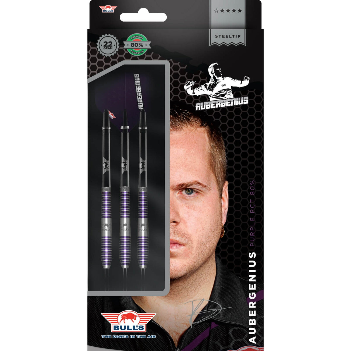 Darts - Bull&#39;s NL - Dirk Van Duijvenbode Aubergenius PCT 80 Darts - Steel Tip - 80% Tungsten - 22g 23g 24g 