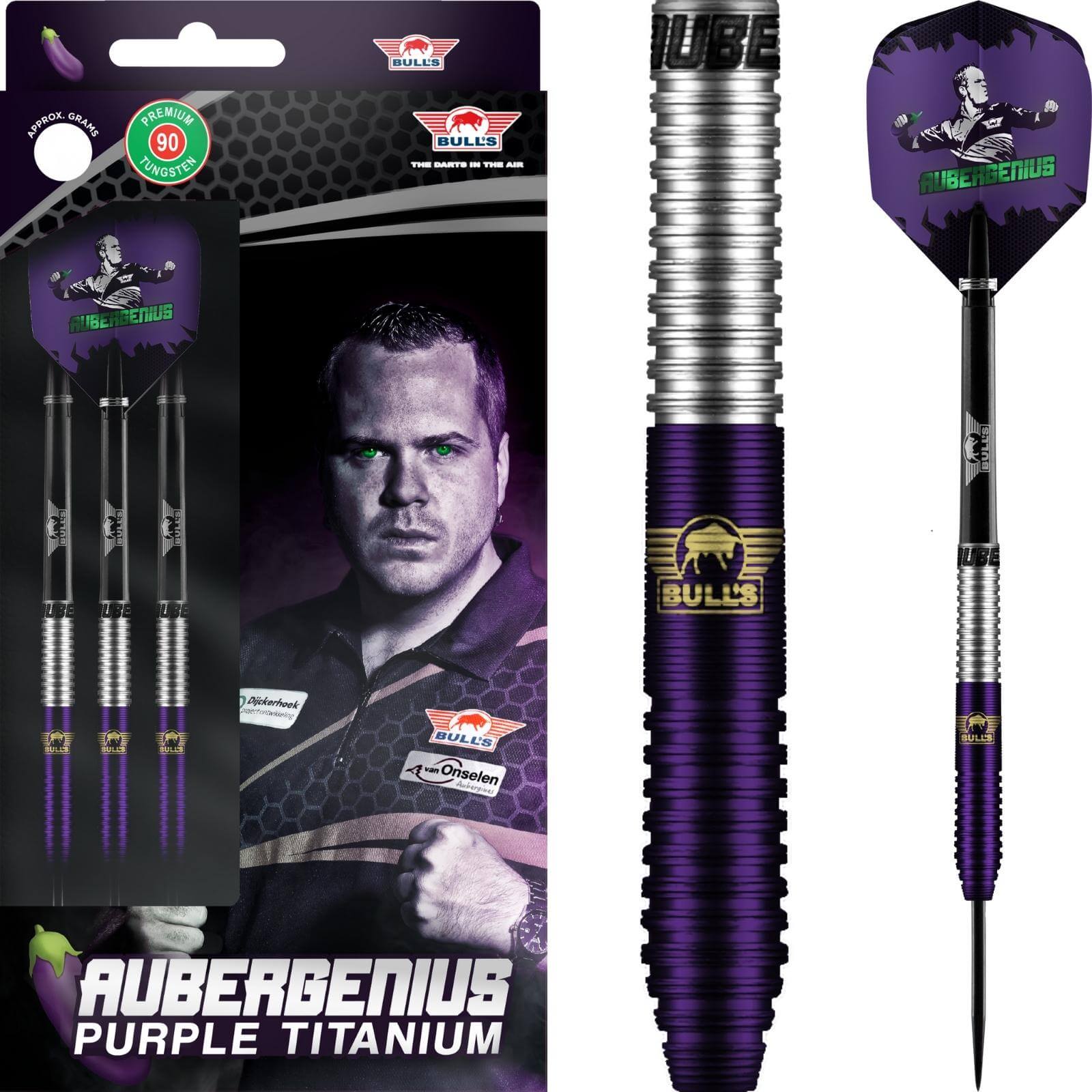Darts - Bull's NL - Dirk Van Duijvenbode Aubergenius Darts - Steel Tip - 90% Tungsten - 22g 23g 25g 