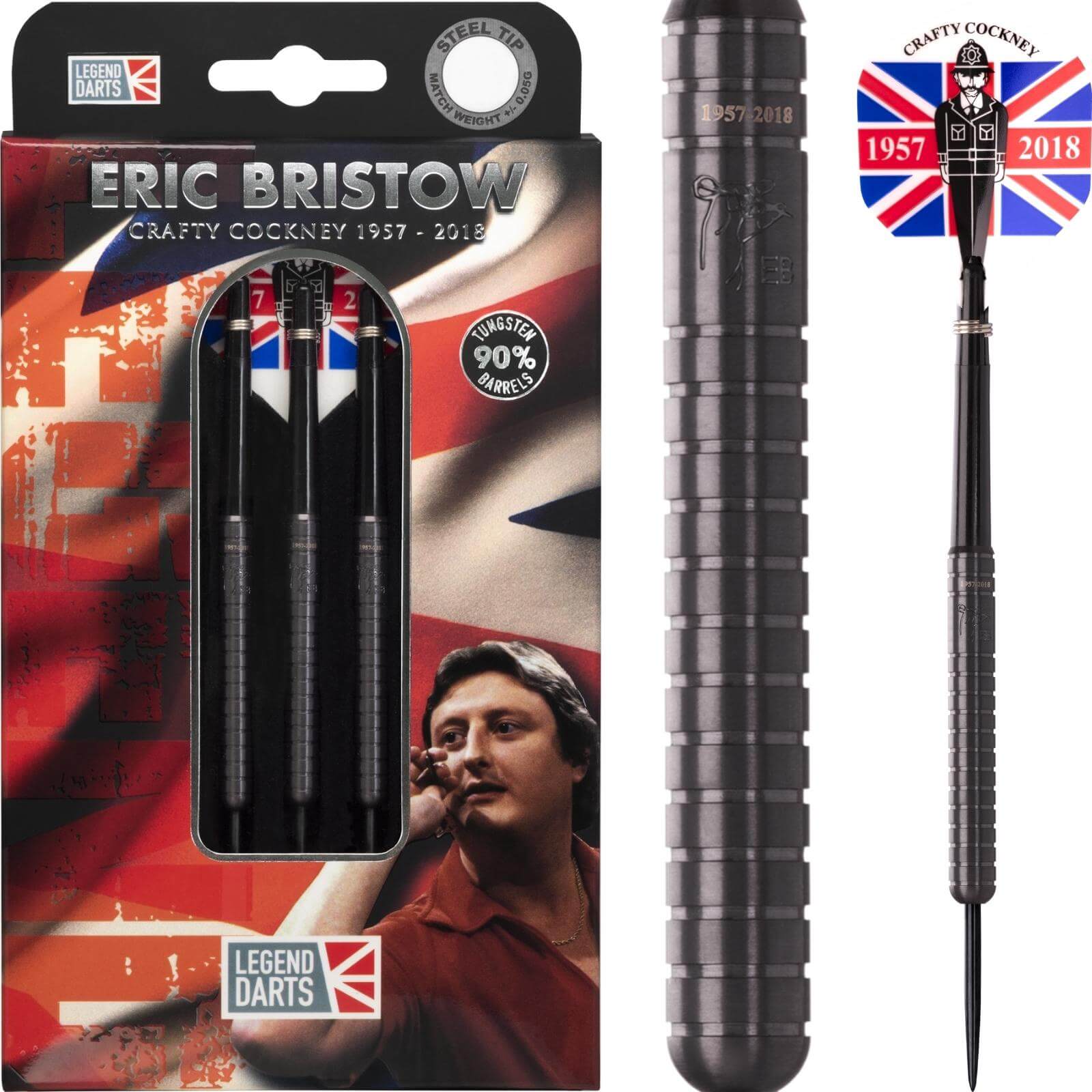 Darts - Legend Darts - Eric Bristow Black Darts - Steel Tip - 90% Tungsten - 22g 24g 26g 