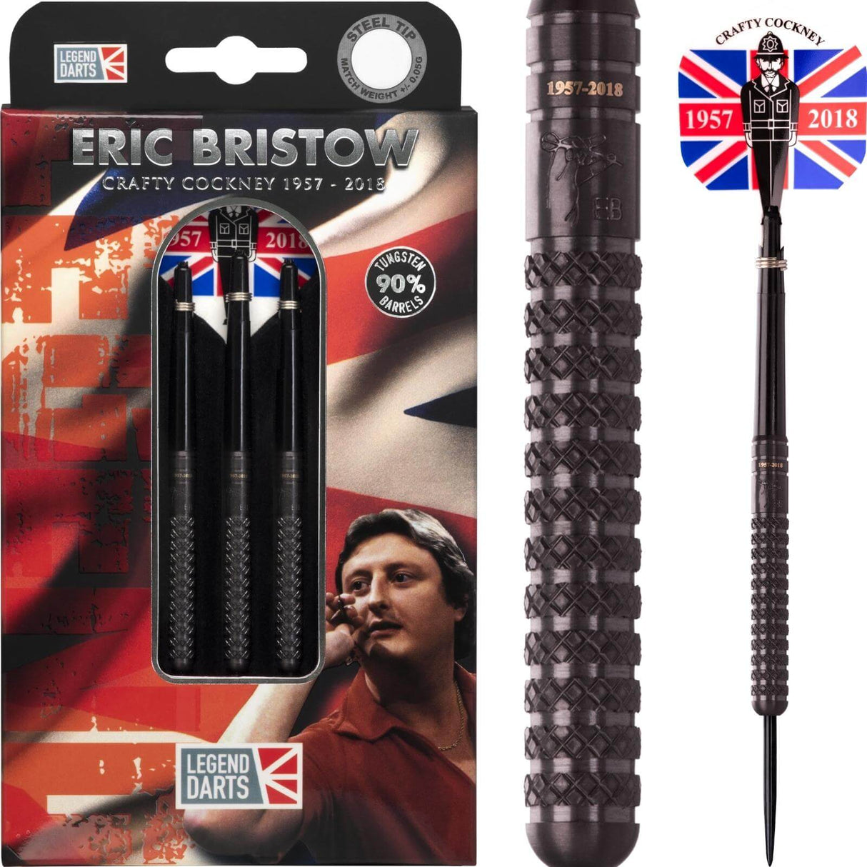 Legend - Eric Bristow Black Knurled Darts - 90% Tungsten - 21g 23g 25g -