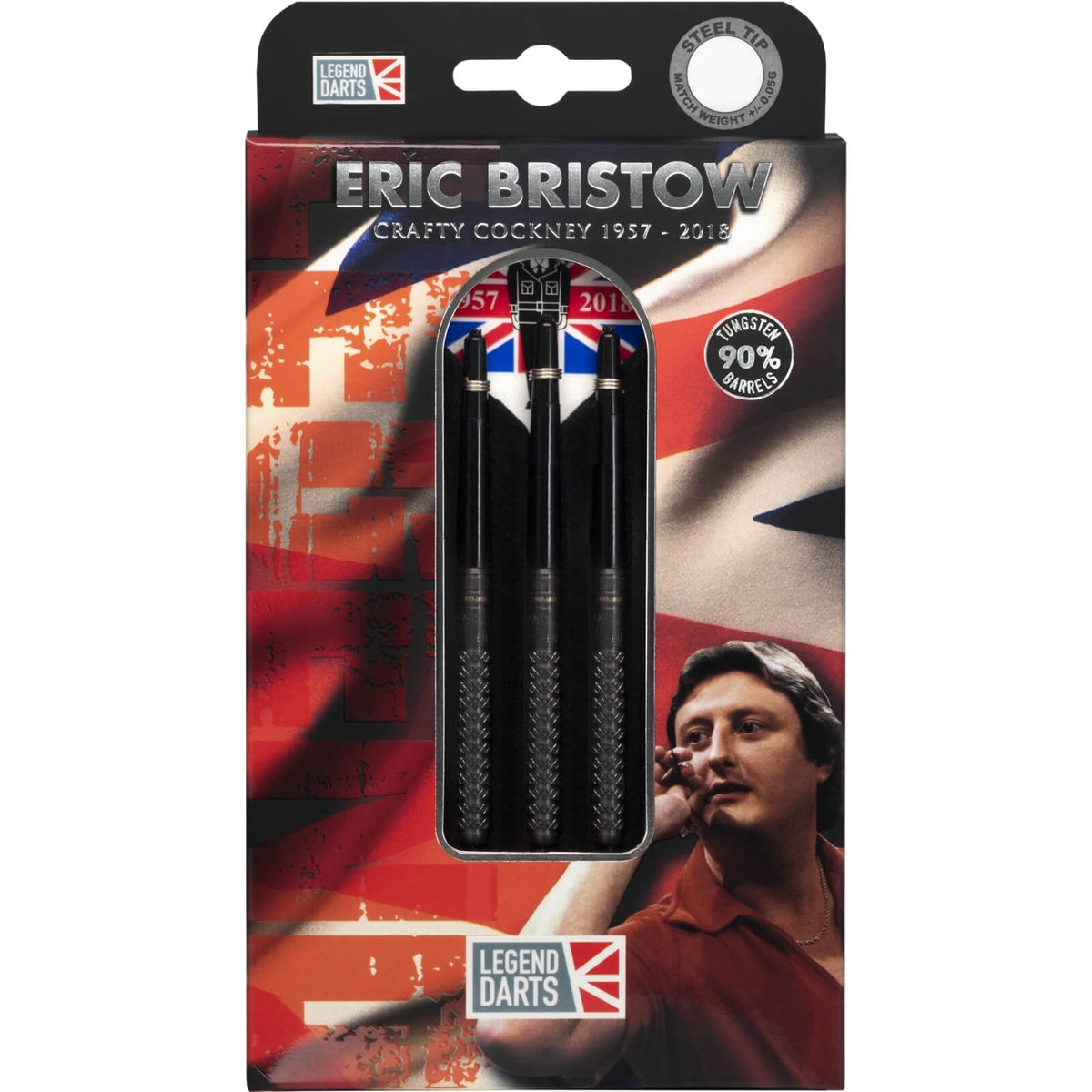 Darts - Legend Darts - Eric Bristow Black Knurled Darts - Steel Tip - 90% Tungsten - 21g 23g 25g 