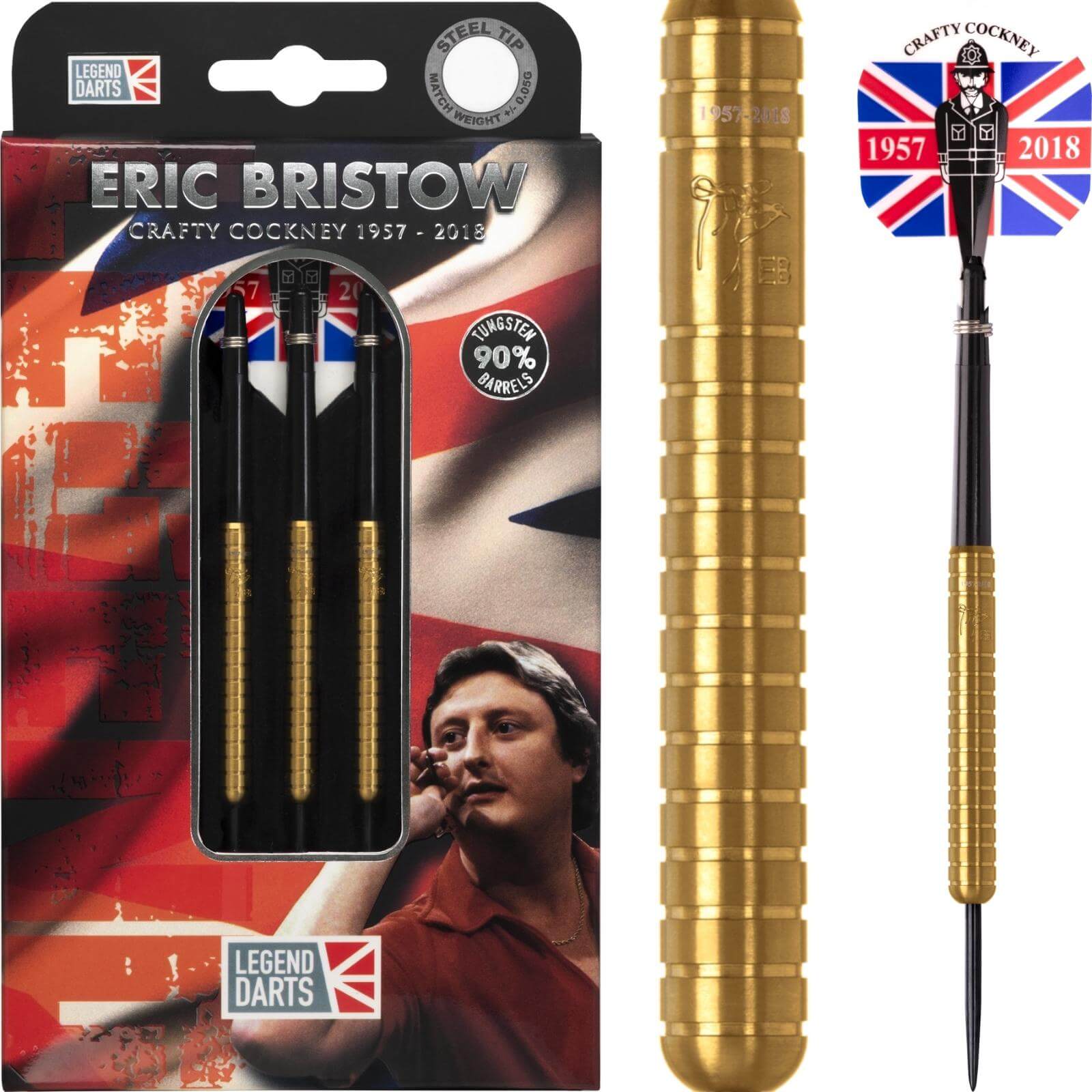 Darts - Legend Darts - Eric Bristow Gold Darts - Steel Tip - 90% Tungsten - 22g 24g 26g 