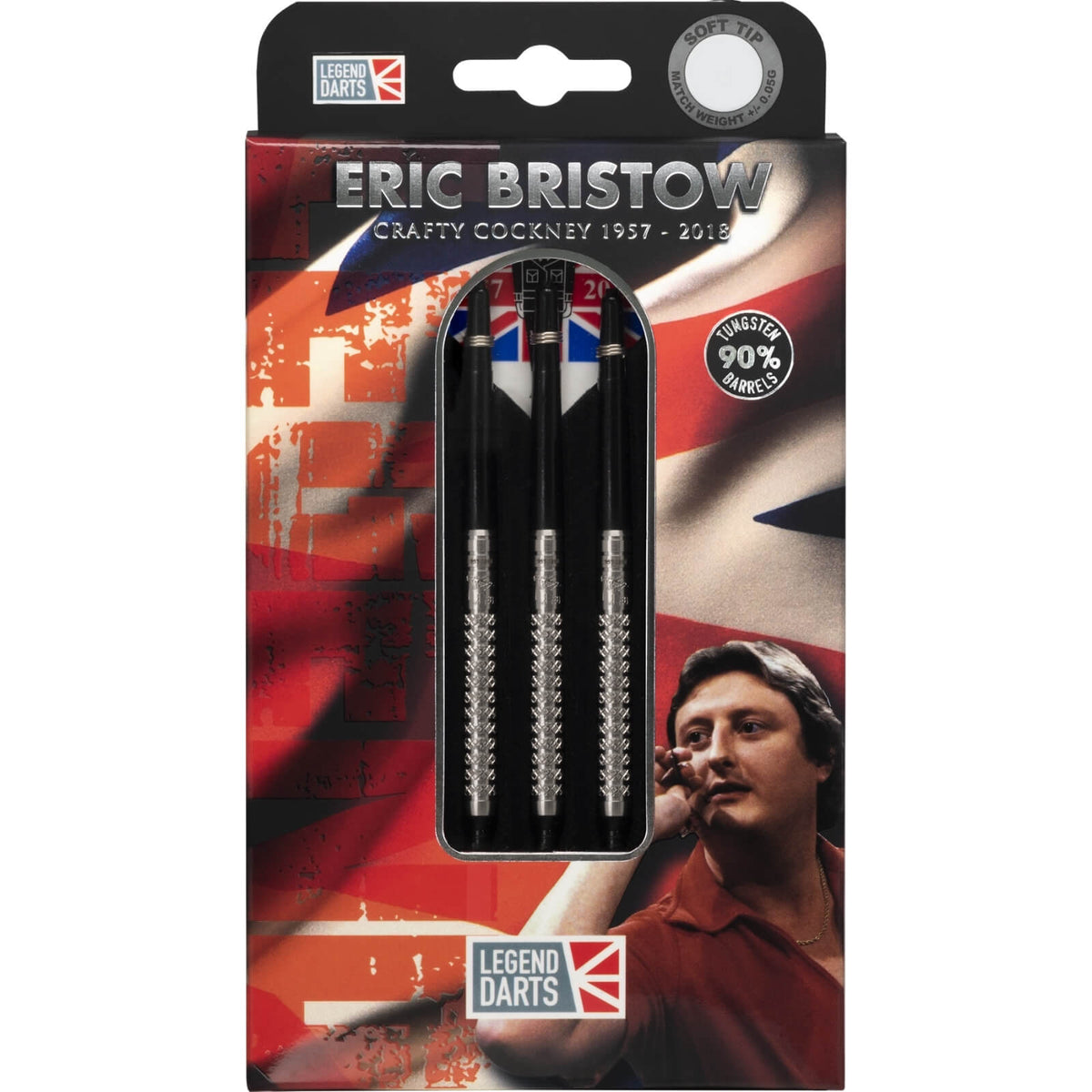 Darts - Legend Darts - Eric Bristow Natural Knurled Darts - Soft Tip - 90% Tungsten - 21g 