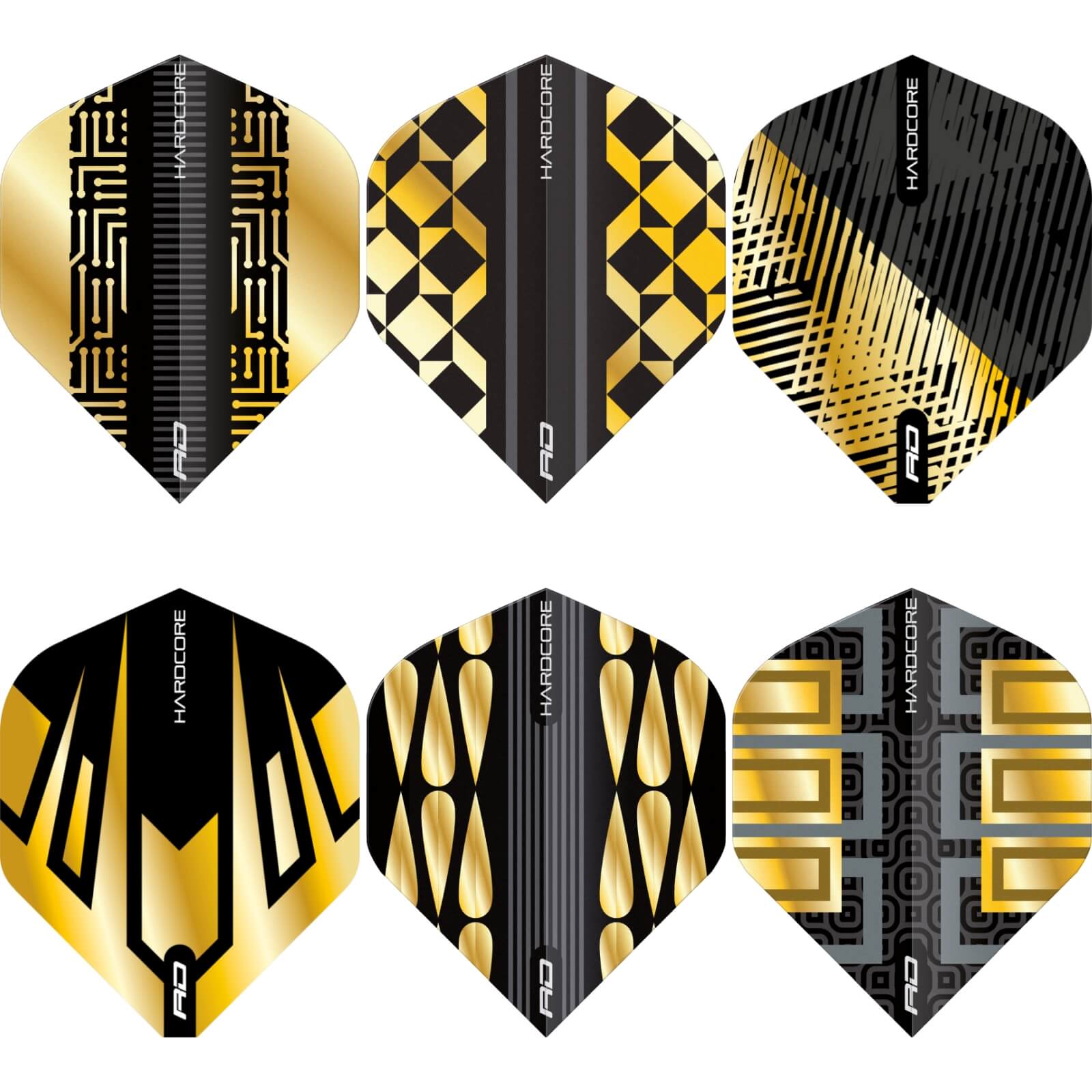 Dart Flights - Red Dragon - Hardcore Premium Gold - Big Wing Dart Flights 