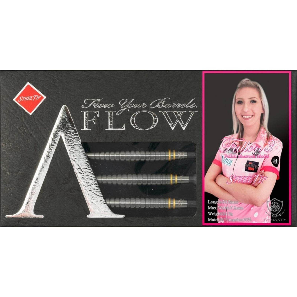 Darts - Dynasty - Fallon Sherrock V3 Darts - Black Ti - Steel Tip - 95% Tungsten - 24g 