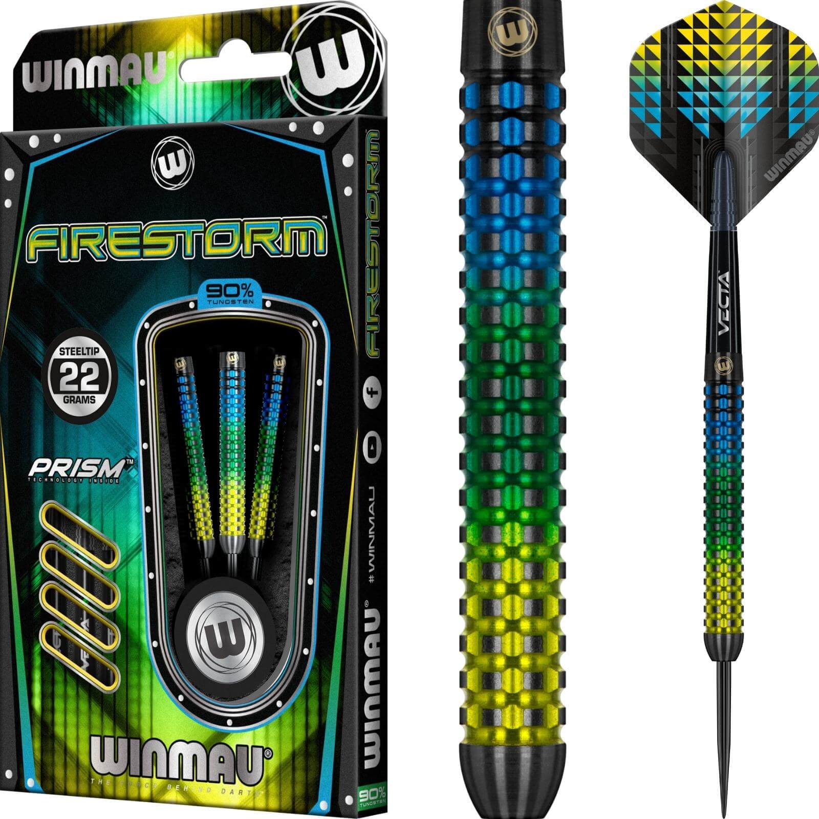 Darts - Winmau - Firestorm Darts - Steel Tip - 90% Tungsten - 22g 23g 24g 26g 28g