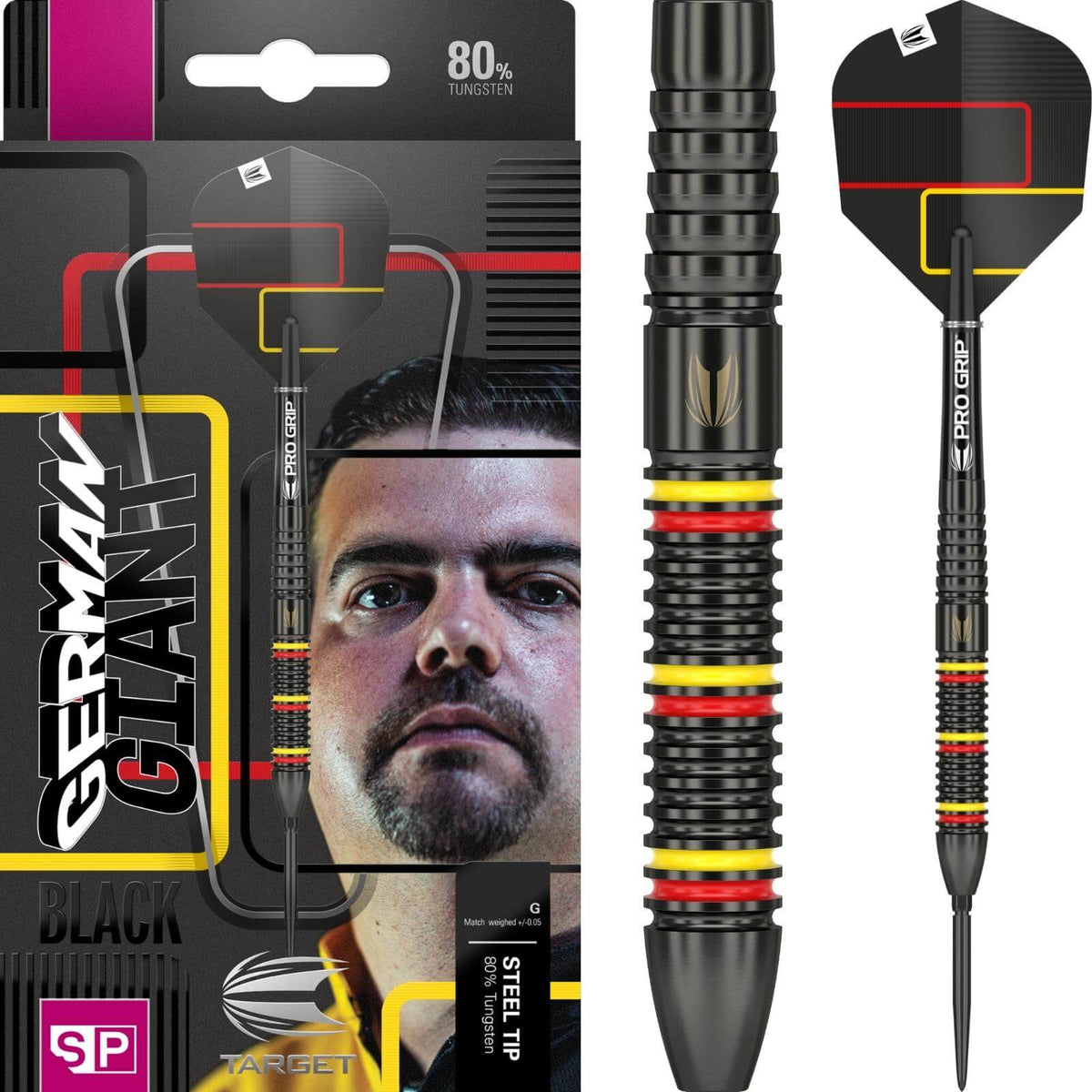 Darts - Target - Gabriel Clemens Black Darts - Swiss Point - Steel Tip - 80% Tungsten - 22g 23g 24g 