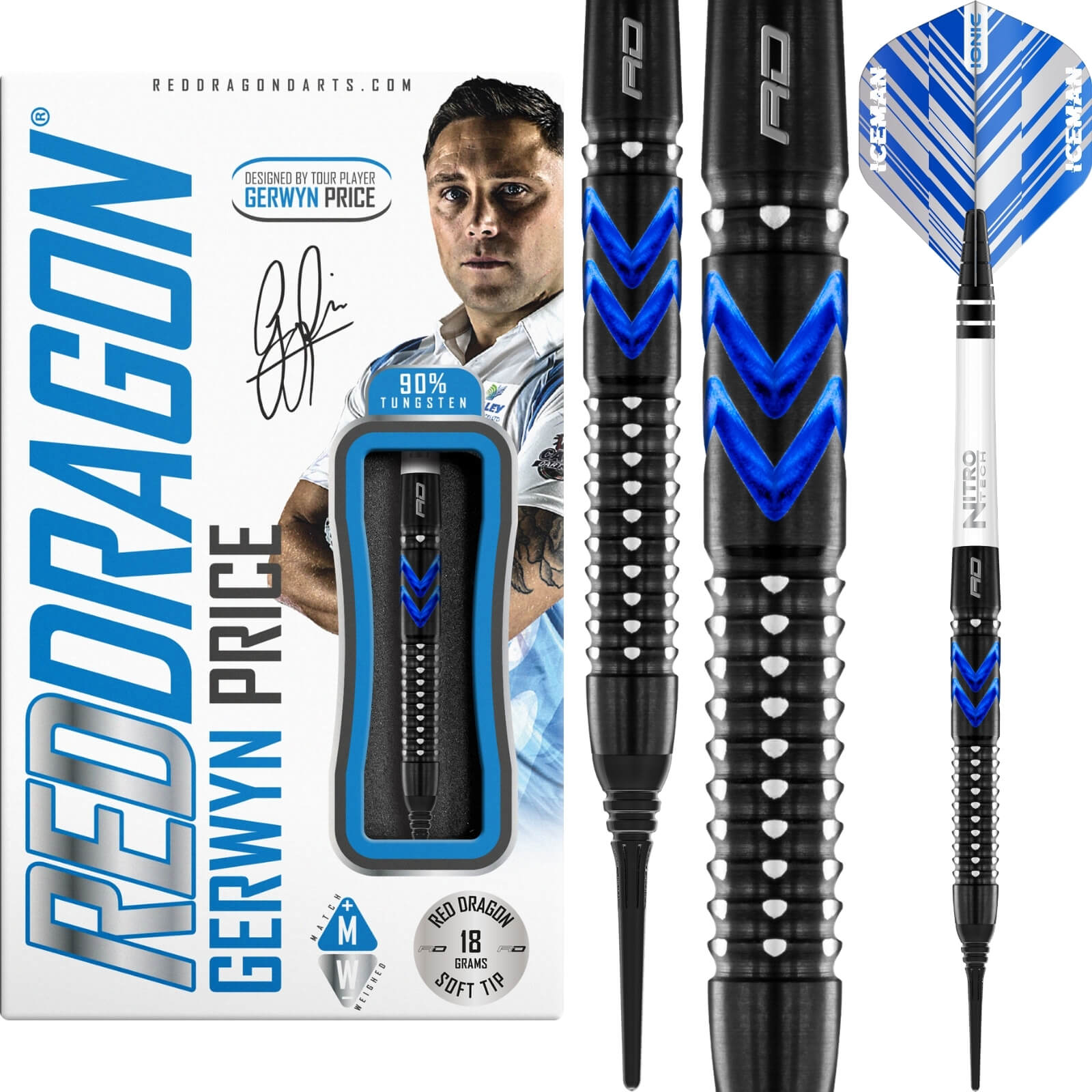 Darts - Red Dragon - Gerwyn Price SE Darts - Soft Tip - 90% Tungsten - 20g 