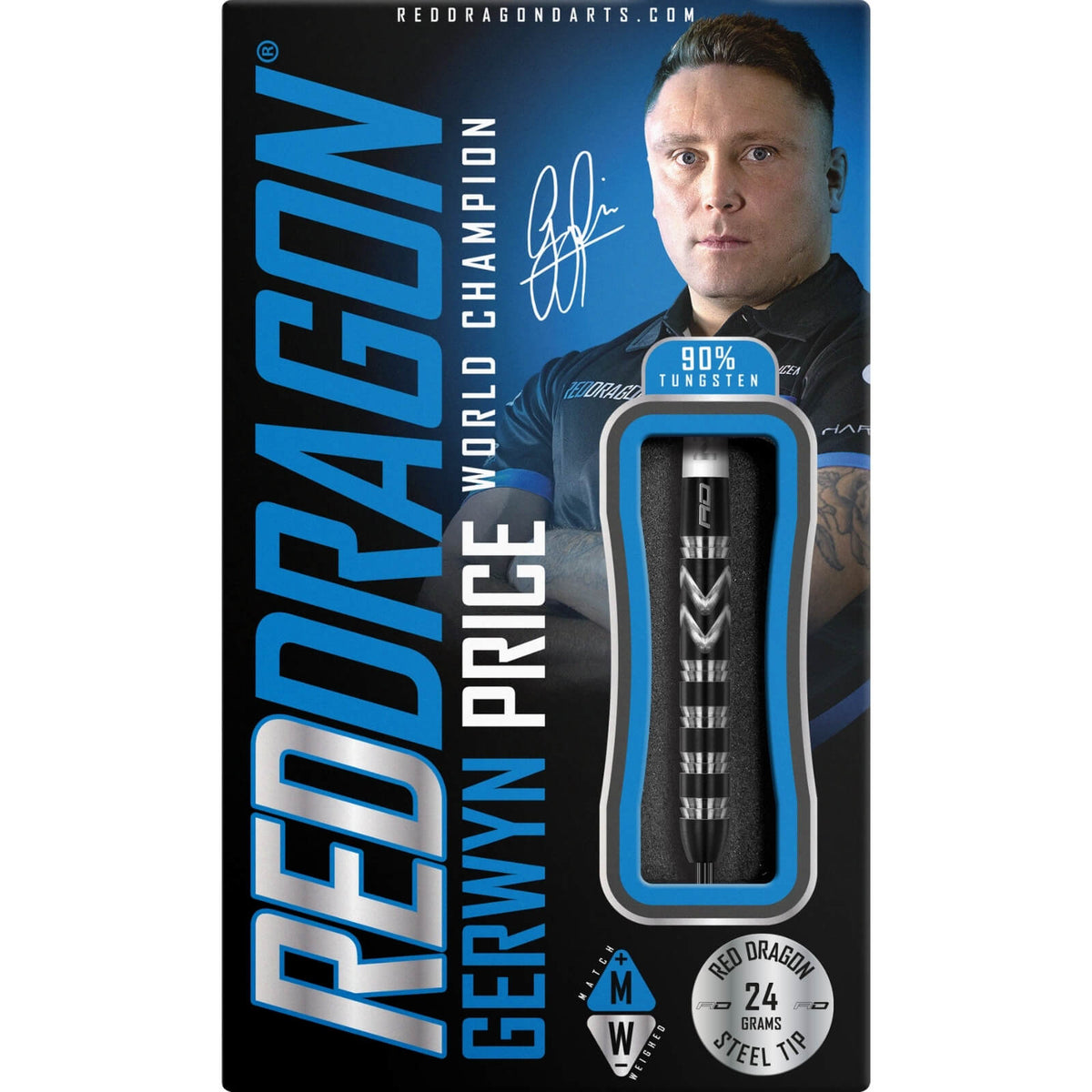 Darts - Red Dragon - Gerwyn Price World Champion SE Darts - Steel Tip - 90% Tungsten - 24g 26g 