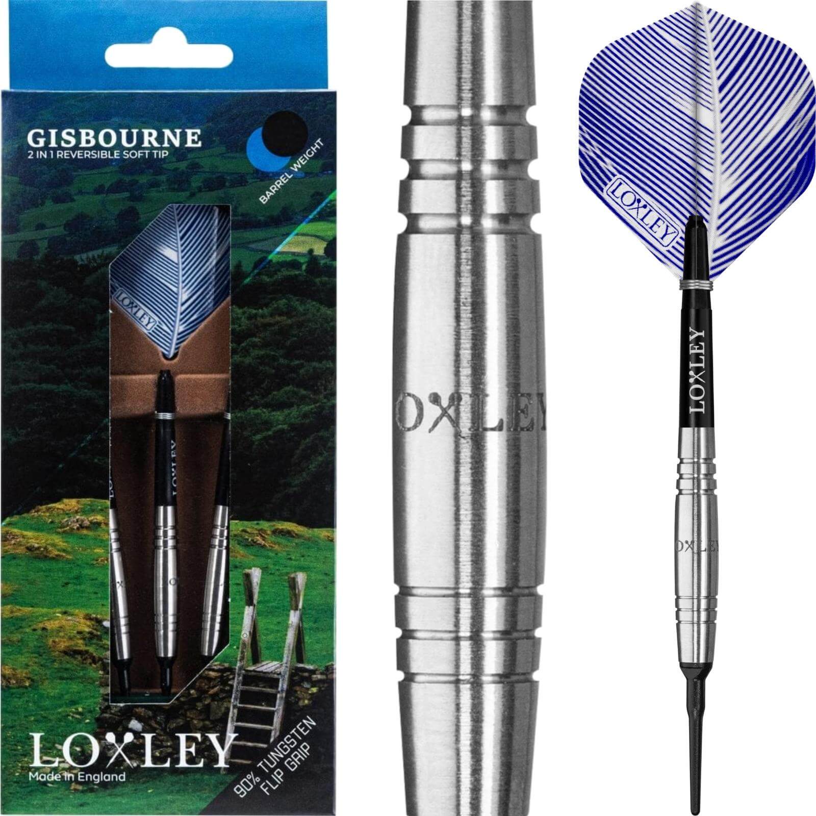 Darts - Loxley - Gisbourne Darts - Flip Grip - Soft Tip - 90% Tungsten - 18g 