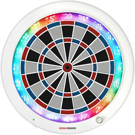 Gran Darts - GranBoard 3s - Bluetooth Electronic LED Soft Tip Dartboard - Special Edition White -