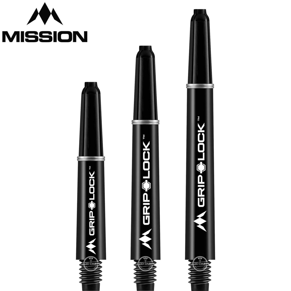 Dart Shafts - Mission - GripLock Nylon Dart Shafts Short (34mm) / Black
