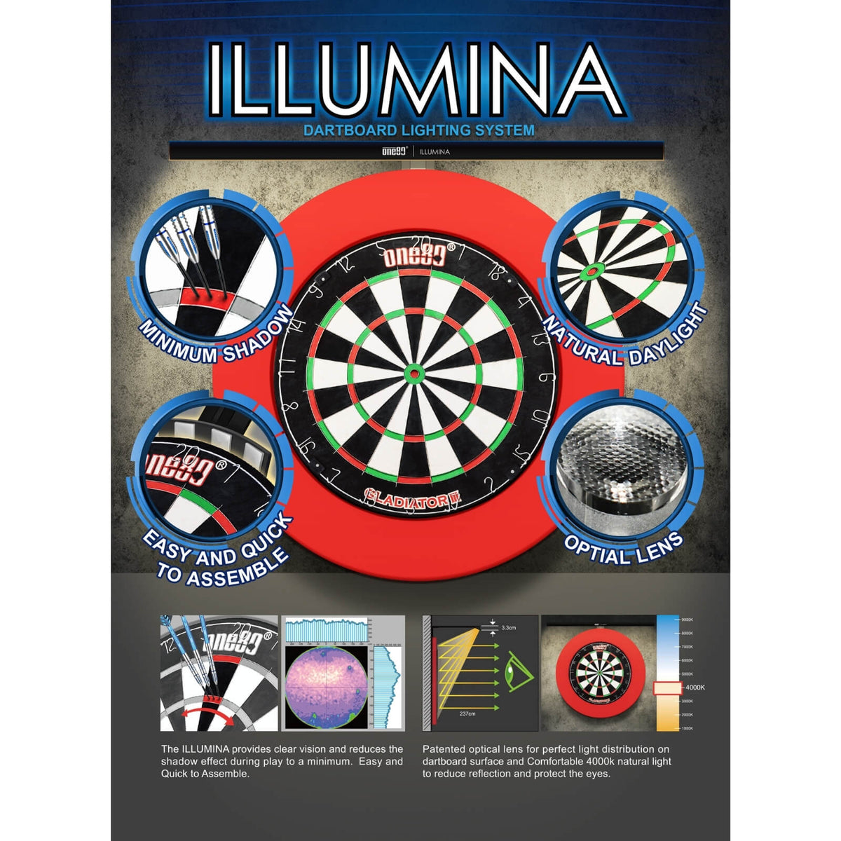 Dartboard Accessories - One80 - Illumina Dartboard Light 