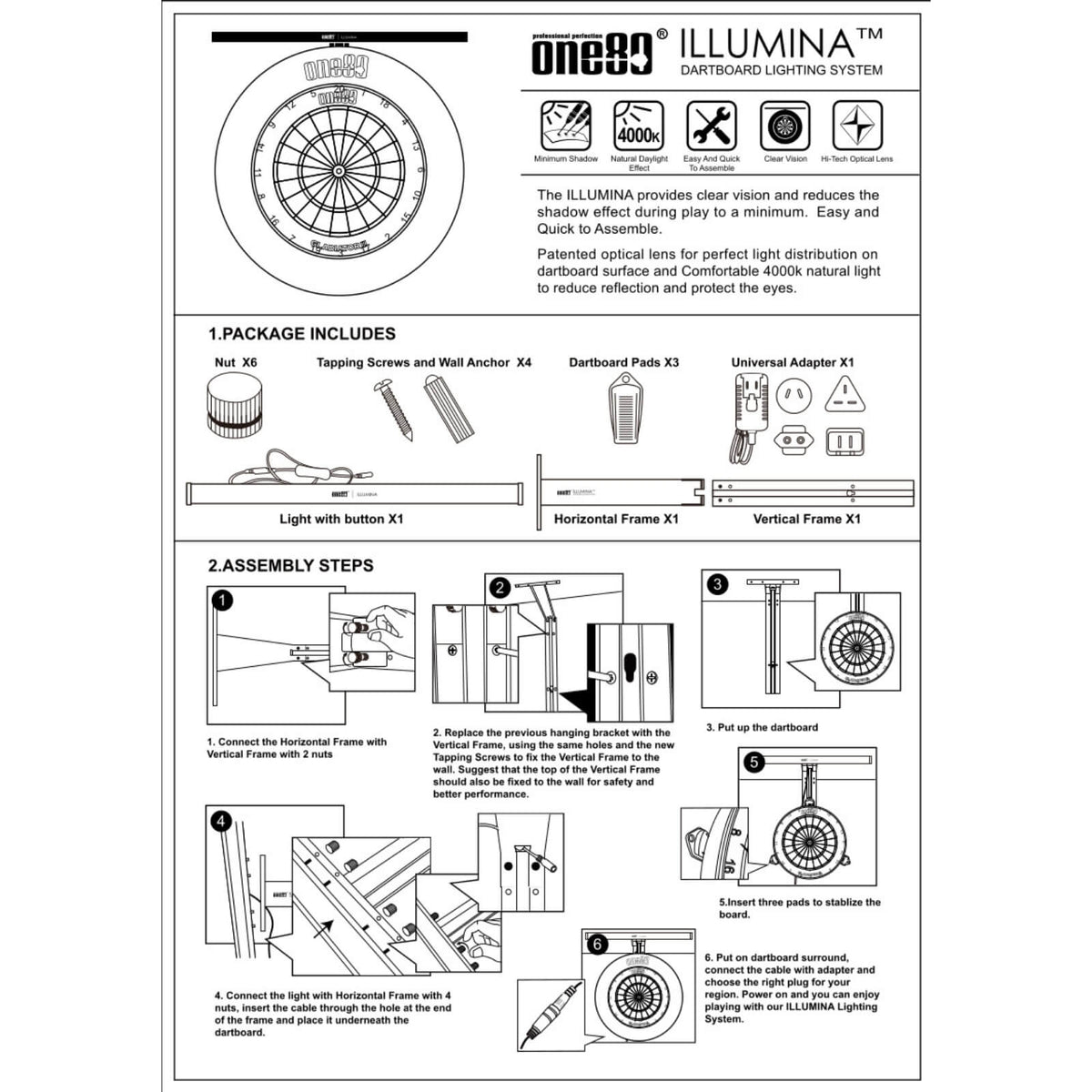 Dartboard Accessories - One80 - Illumina Dartboard Light 