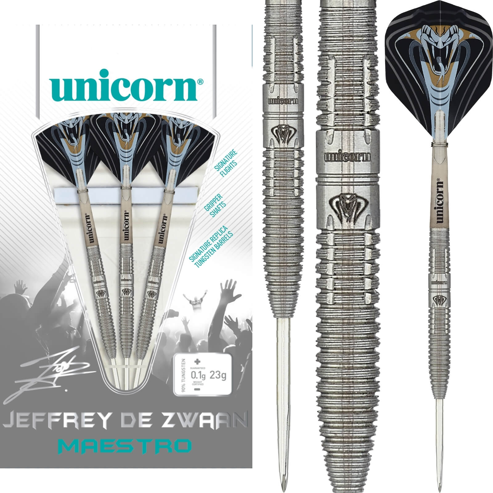 Darts - Unicorn - Jeffrey De Zwaan Darts - Steel Tip - 90% Tungsten - 23g 25g 