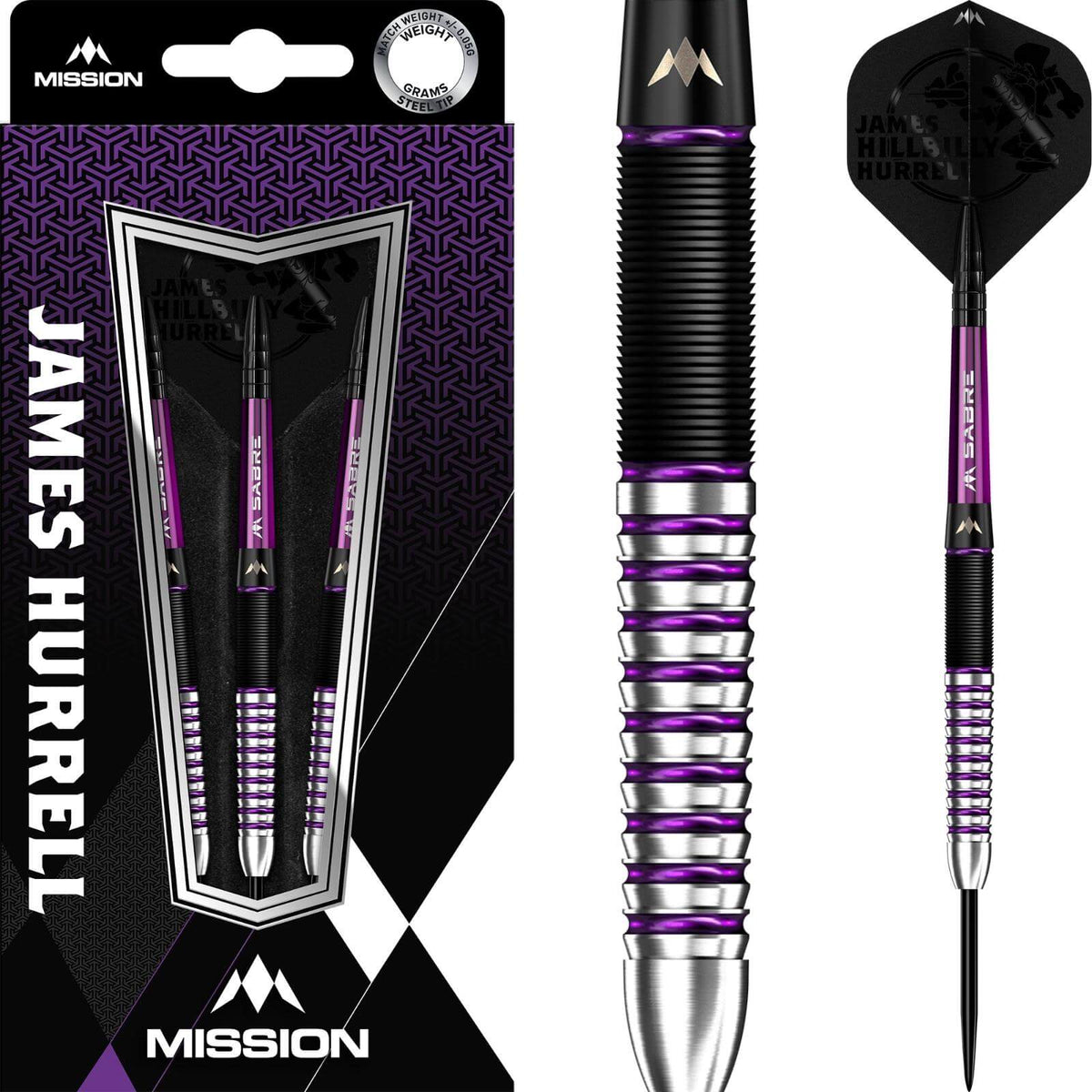 Darts - Mission - James Hurrell Darts - Steel Tip - 90% Tungsten - 22g 24g 26g 