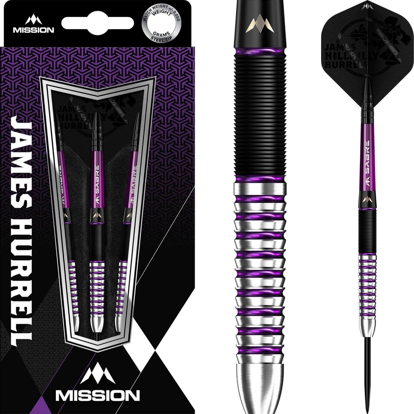 Darts - Mission - James Hurrell Darts - Steel Tip - 90% Tungsten - 22g 24g 26g 