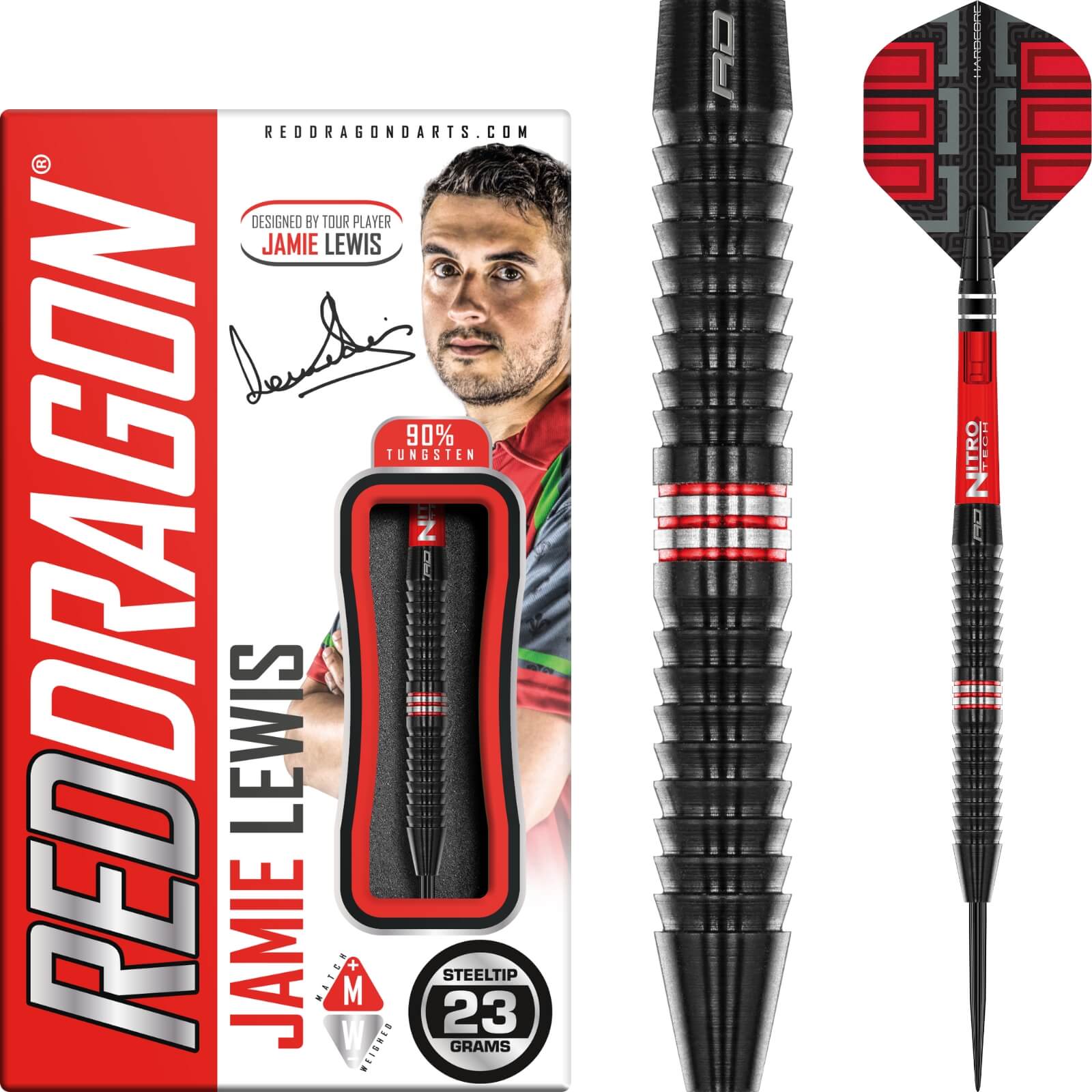 Darts - Red Dragon - Jamie Lewis SE Darts - Steel Tip - 90% Tungsten - 23g 25g 