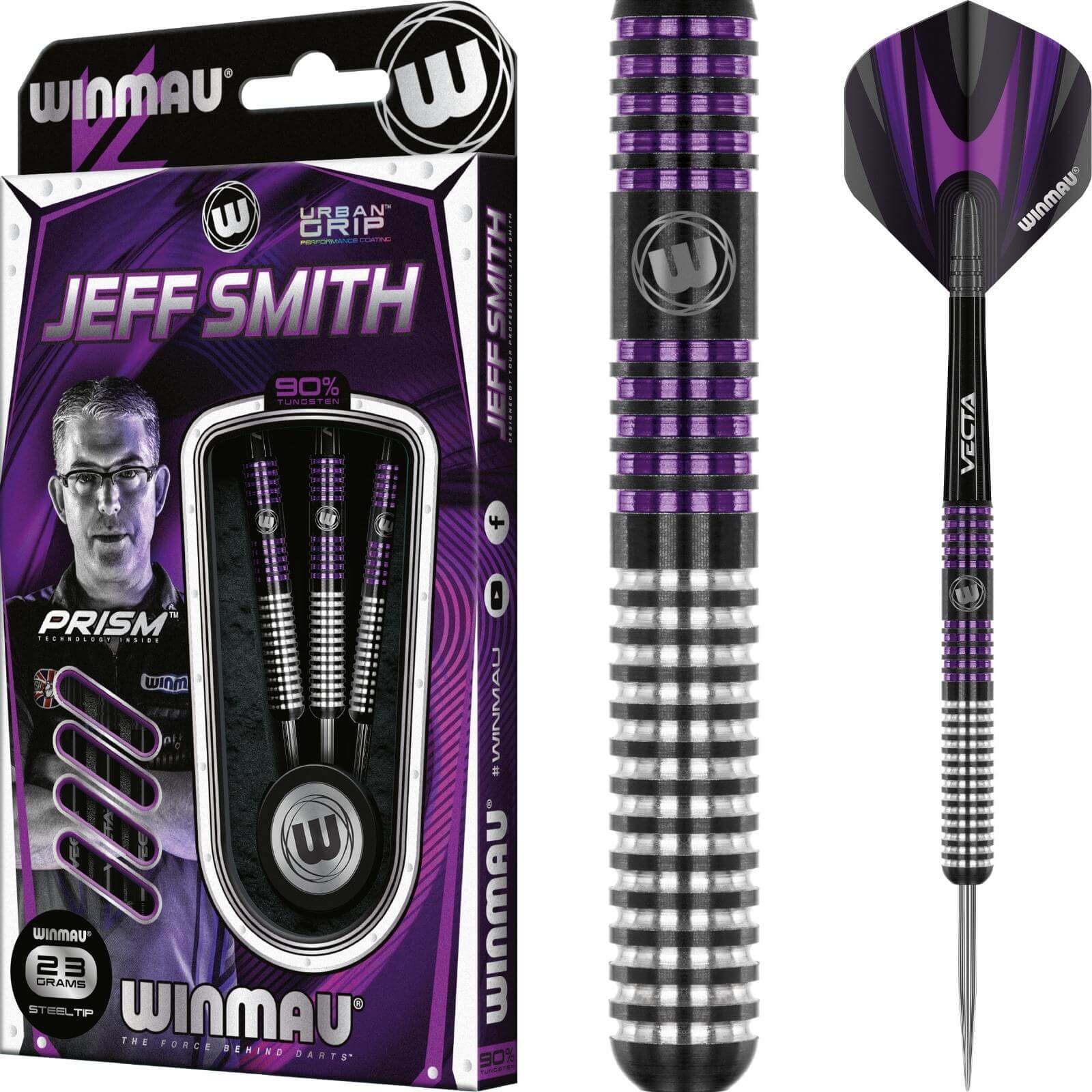 Darts - Winmau - Jeff Smith Darts - Steel Tip - 90% Tungsten - 23g 25g 