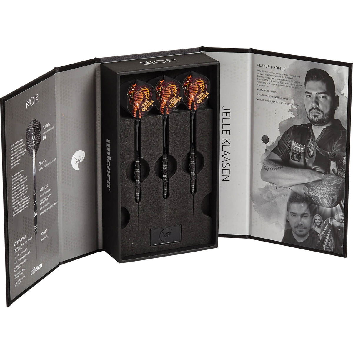 Darts - Unicorn - Jelle Klaasen Noir Phase 2 Darts - Steel Tip - 90% Tungsten - 20g 22g 24g 