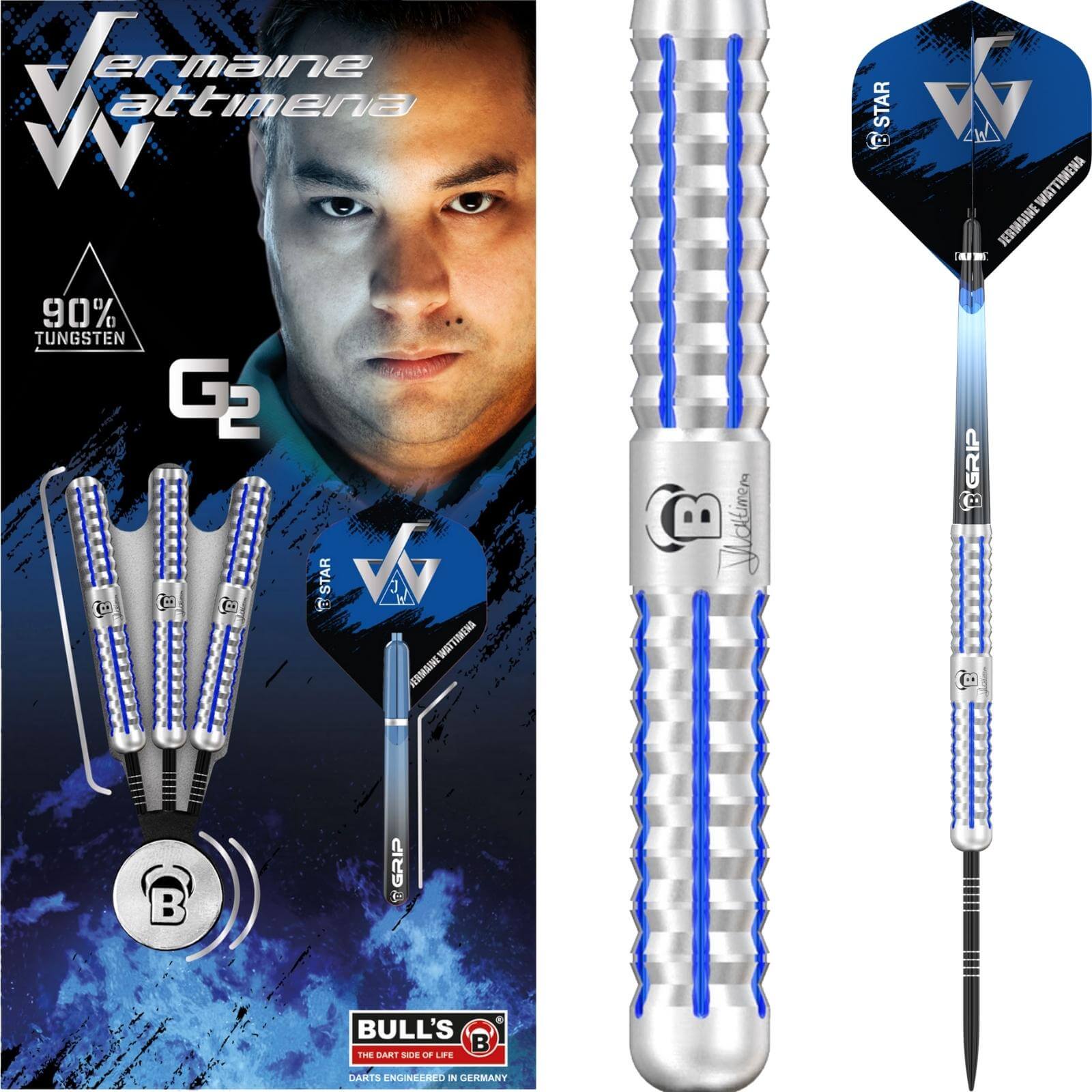 Darts - BULL'S - Jermaine Wattimena G2 Darts - Steel Tip - 90% Tungsten - 22g 24g 