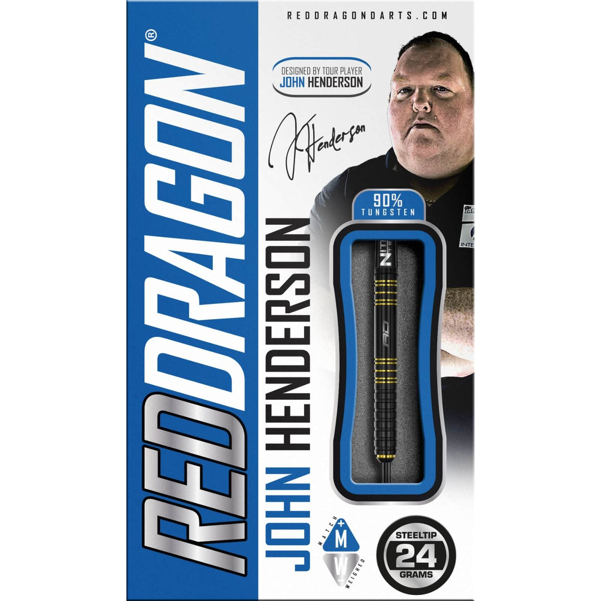 Darts - Red Dragon - John Henderson Darts - Steel Tip - 90% Tungsten - 24g 