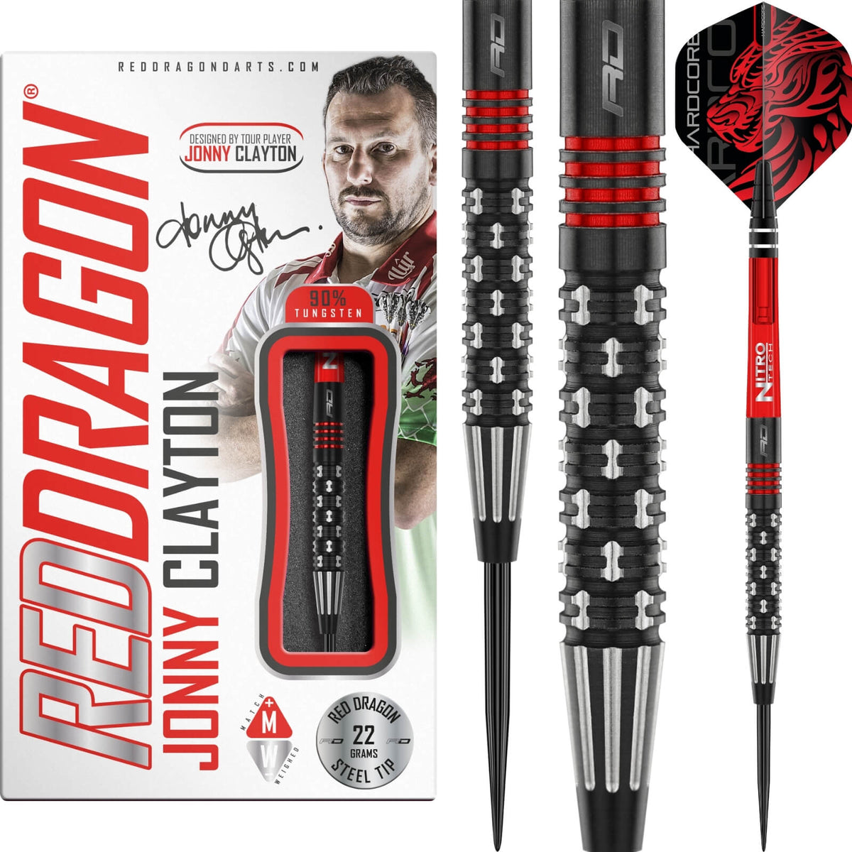 Darts - Red Dragon - Jonny Clayton Premier League SE Darts - Steel Tip - 90% Tungsten - 22g 24g 