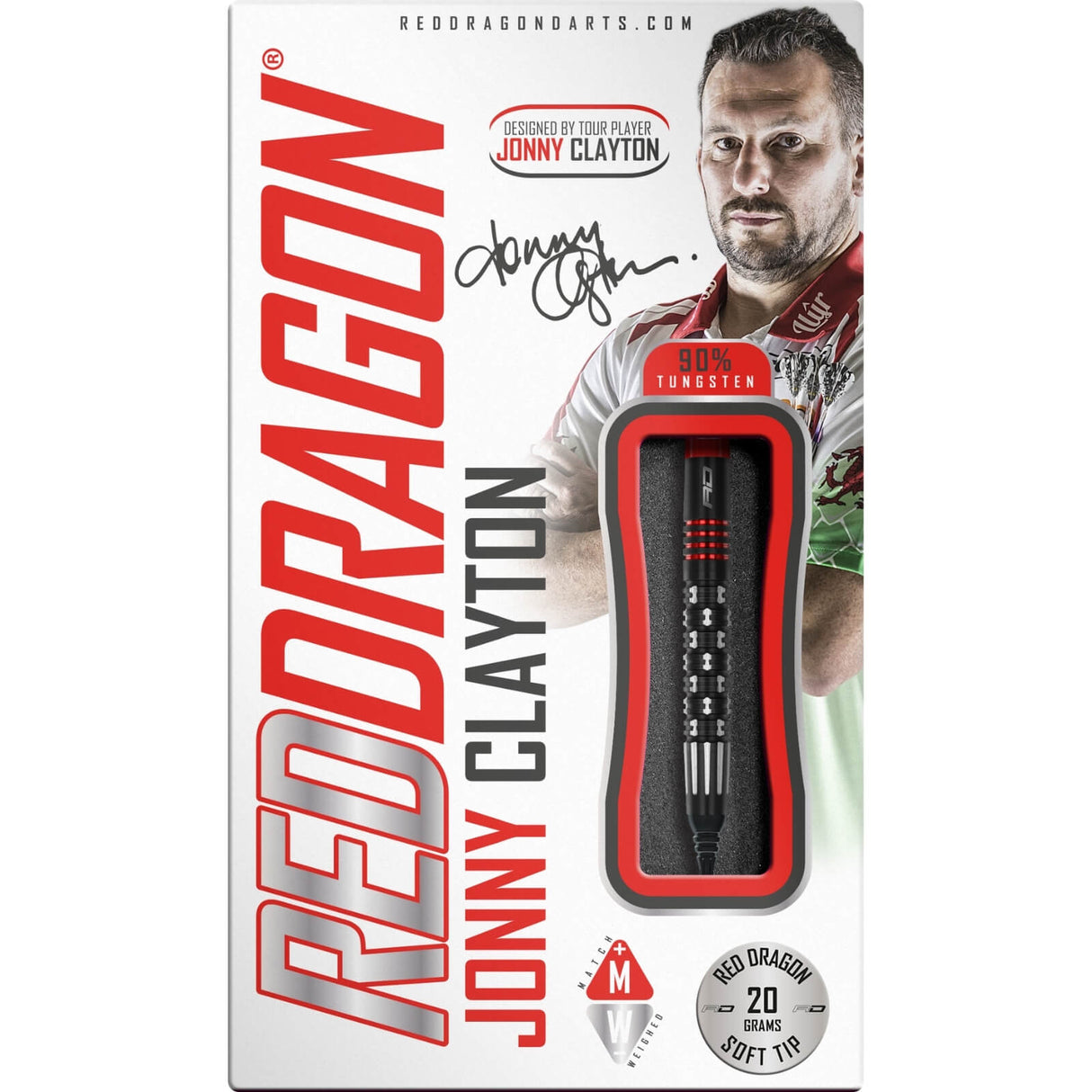 Red Dragon - Jonny Clayton Premier League SE Darts - Soft Tip - 90% Tungsten - 20g -