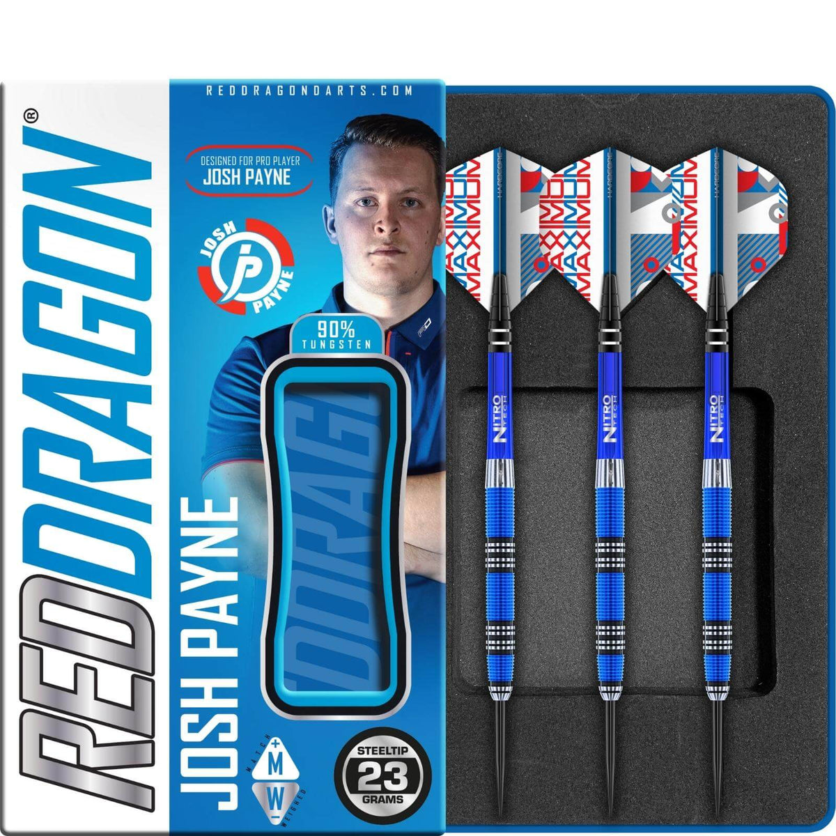 Darts - Red Dragon - Josh Payne Darts - Steel Tip - 90% Tungsten - 23g 