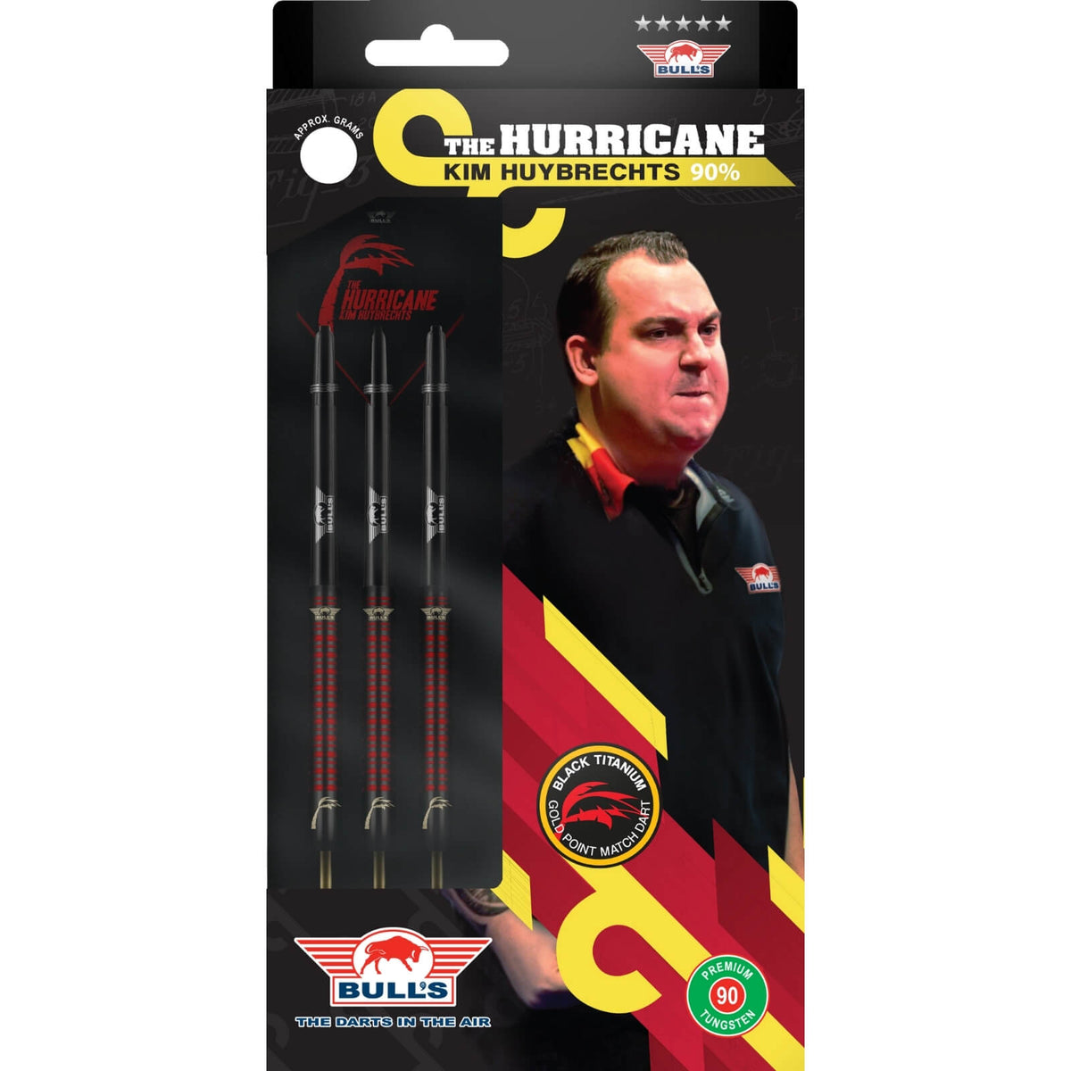 Darts - Bull&#39;s NL - Kim Huybrechts Black Darts - Steel Tip - 90% Tungsten - 22g 23g 24g 