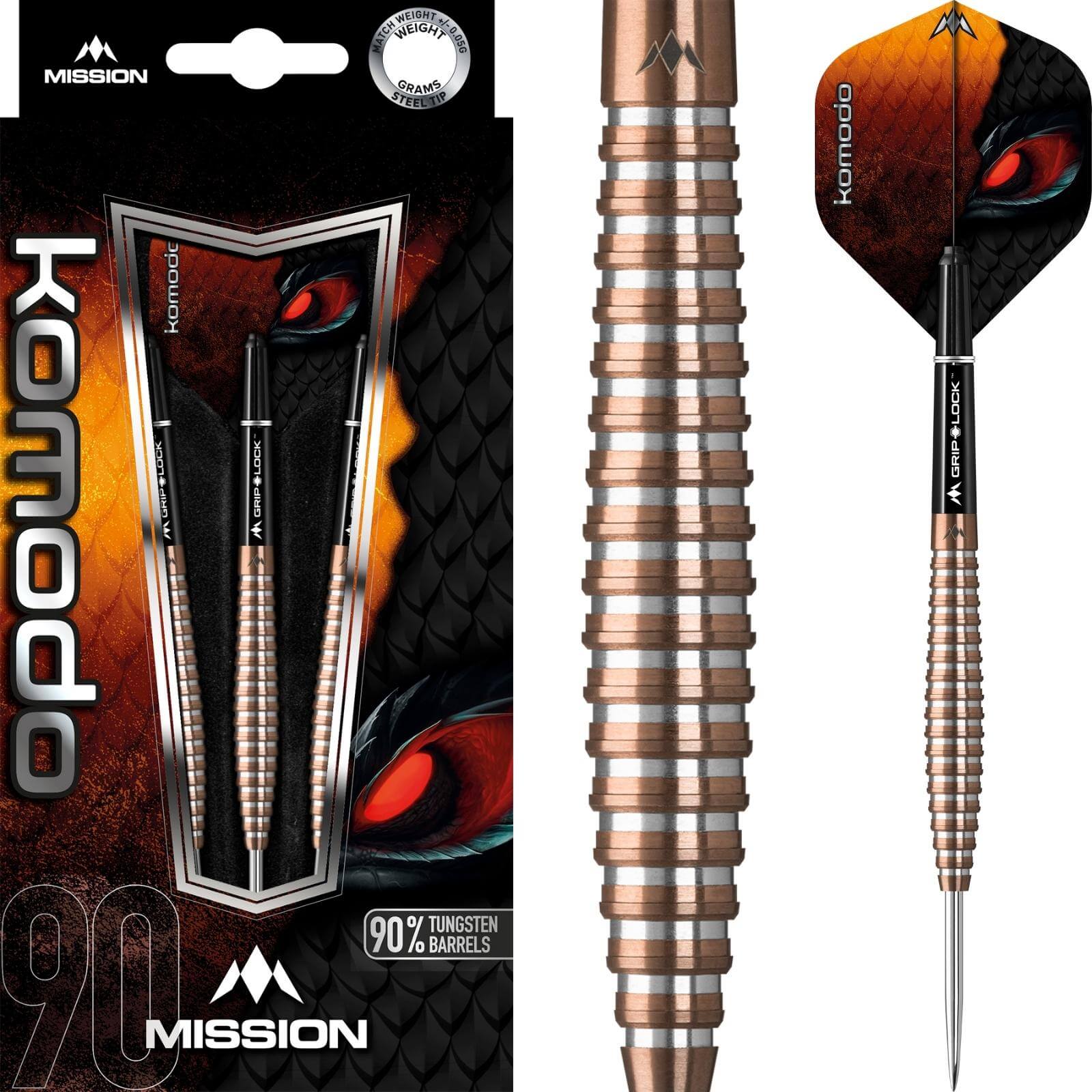 Darts - Mission - Komodo RX M4 Darts - Steel Tip - 90% Tungsten - 22g 24g 
