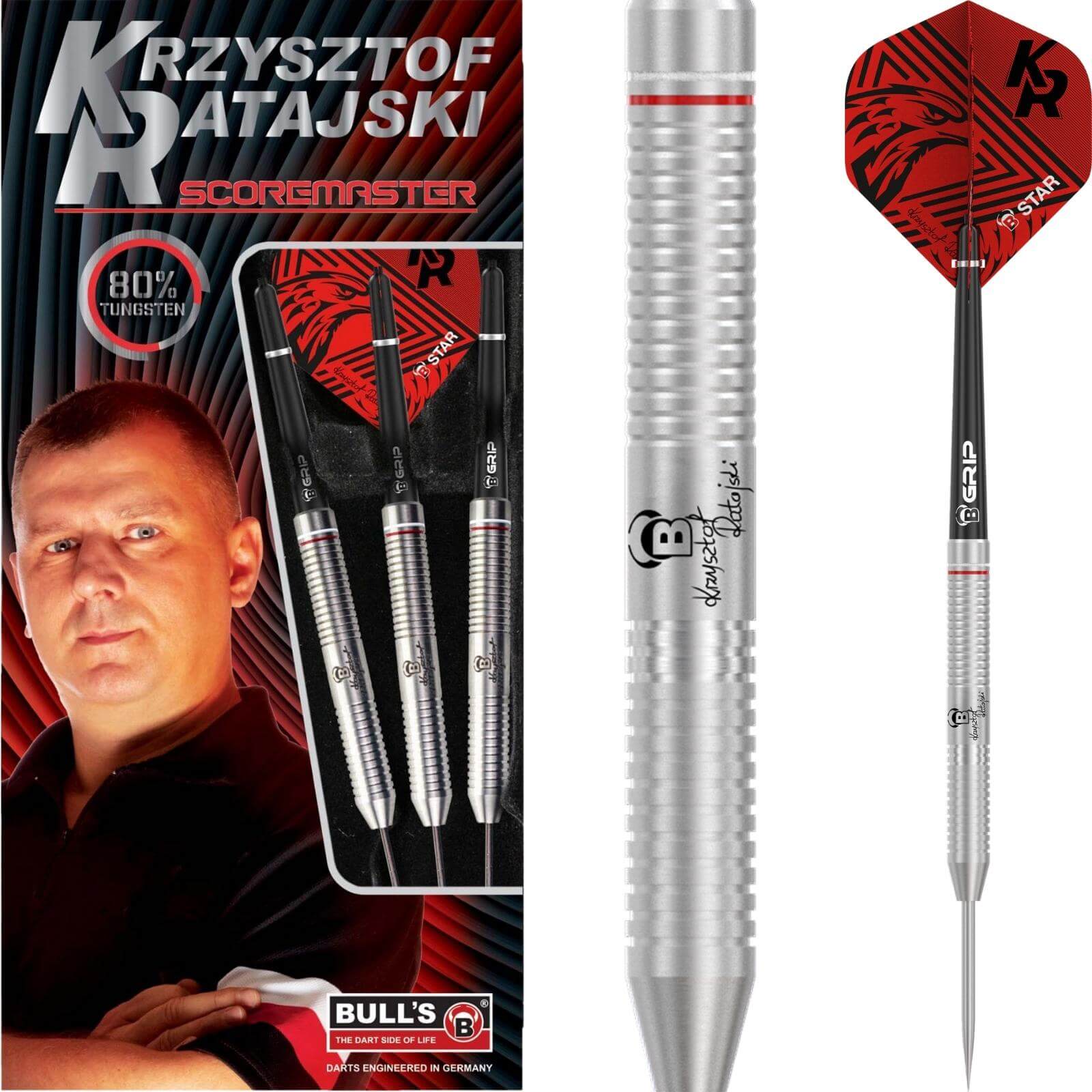 Darts - BULL'S - Krzysztof Ratajski Scoremaster Darts - Steel Tip - 80% Tungsten - 22g 24g 