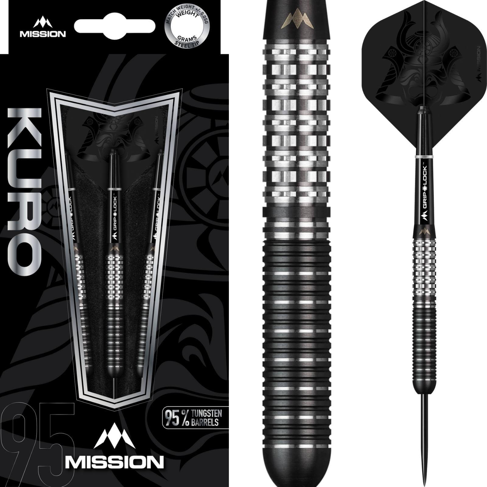 Darts - Mission - Kuro M1 Darts - Steel Tip - 95% Tungsten - 22g 24g 26g 