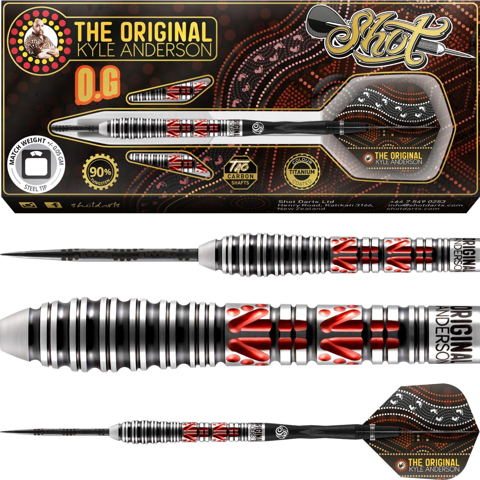 Darts - Shot - Kyle Anderson O.G Darts - Steel Tip - 90% Tungsten - 23g 25g 
