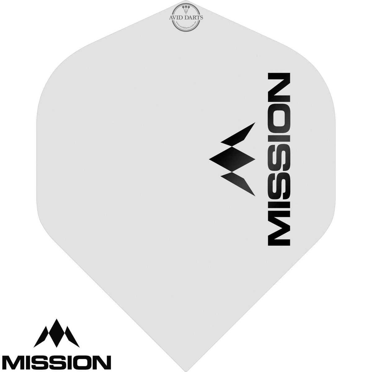 Dart Flights - Mission - Logo Matt - Big Wing Dart Flights White