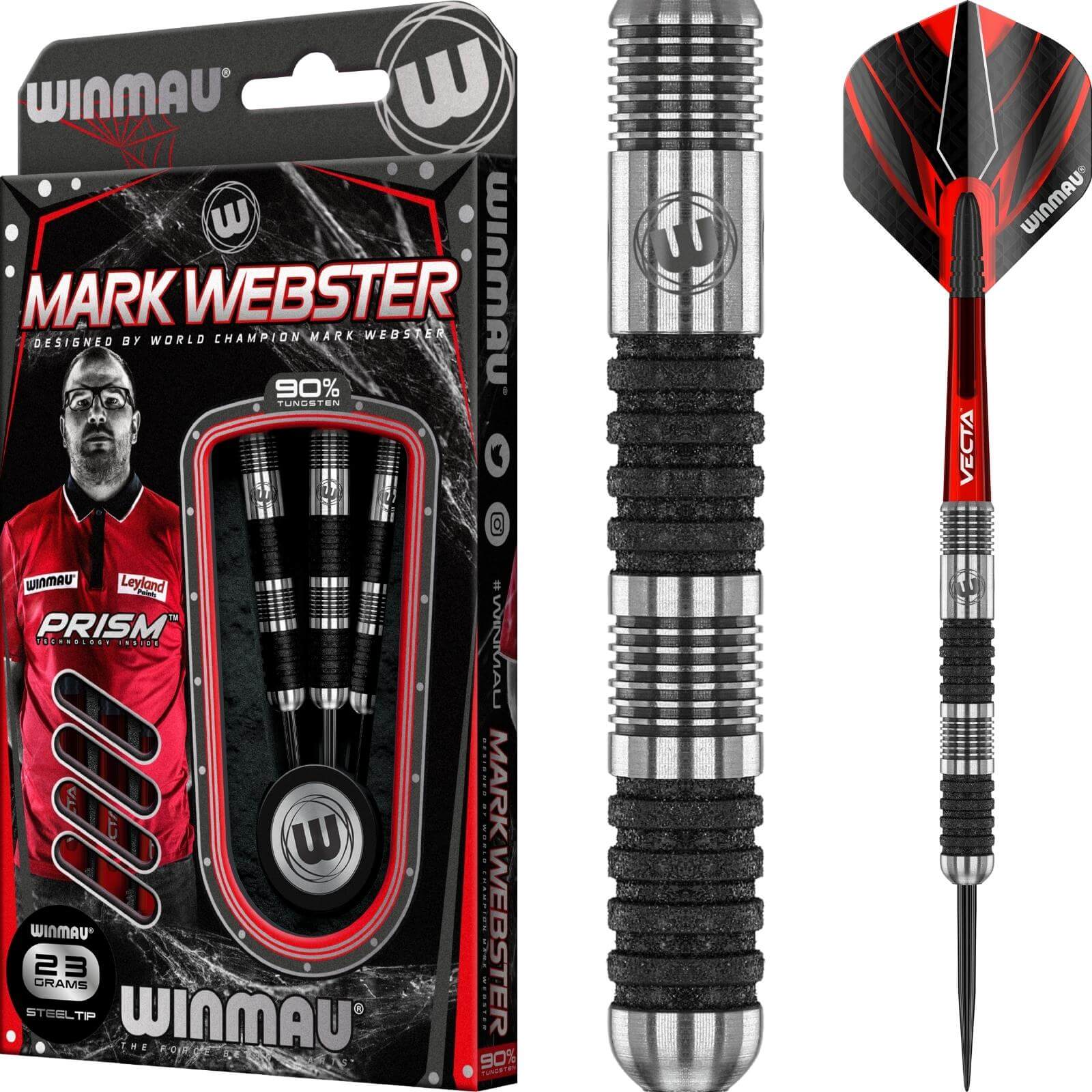 Darts - Winmau - Mark Webster SE Darts - Steel Tip - 90% Tungsten - 23g 25g 