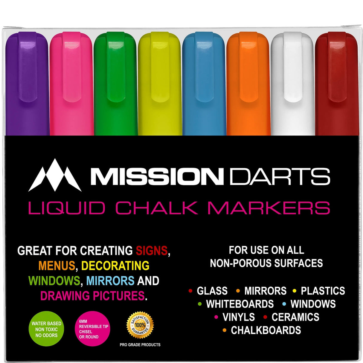 Mission - Liquid Chalk Markers - Pack of 8 - Coloured -