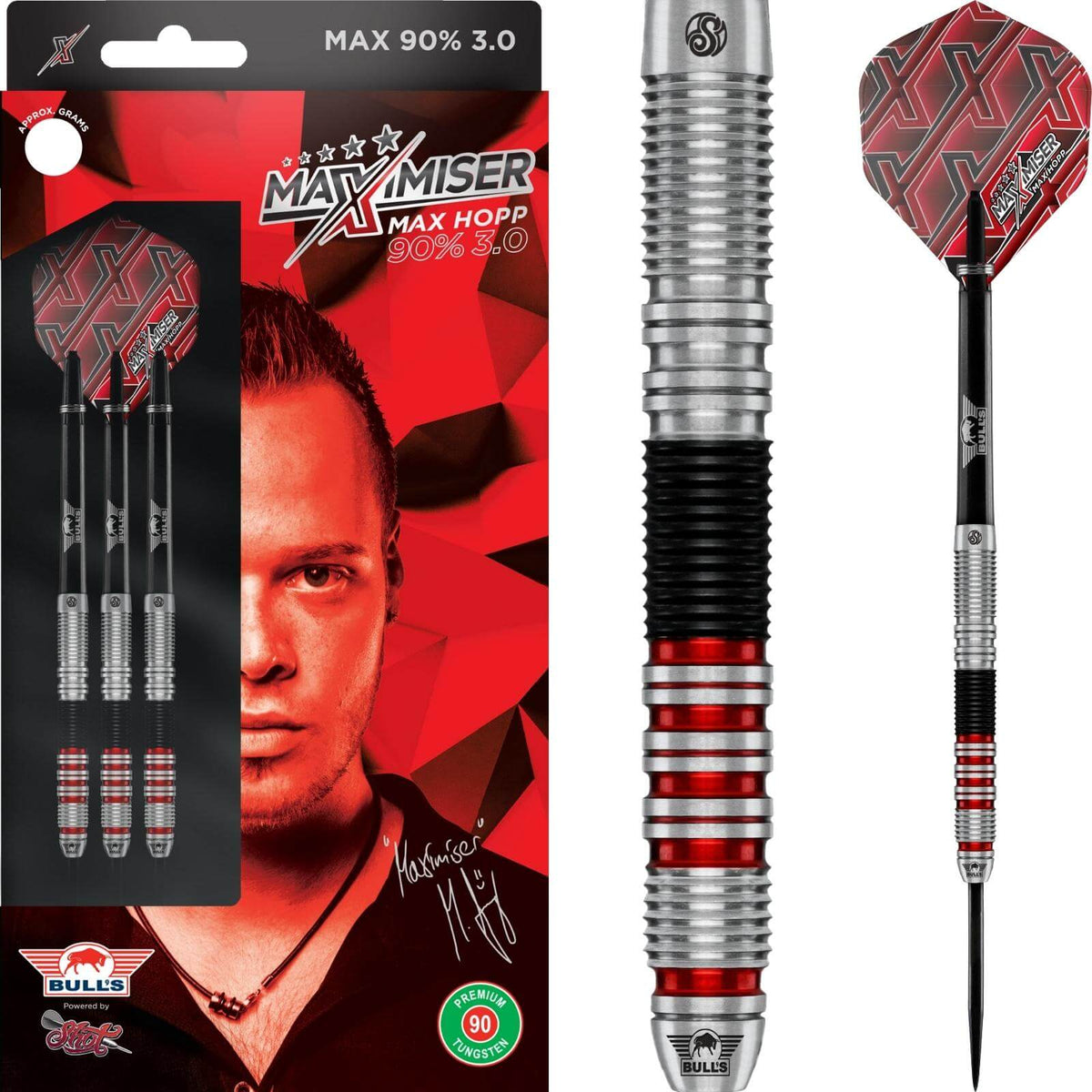 Darts - Bull&#39;s NL - Max Hopp 3.0 Darts - Steel Tip - 90% Tungsten - 22g 23g 24g 