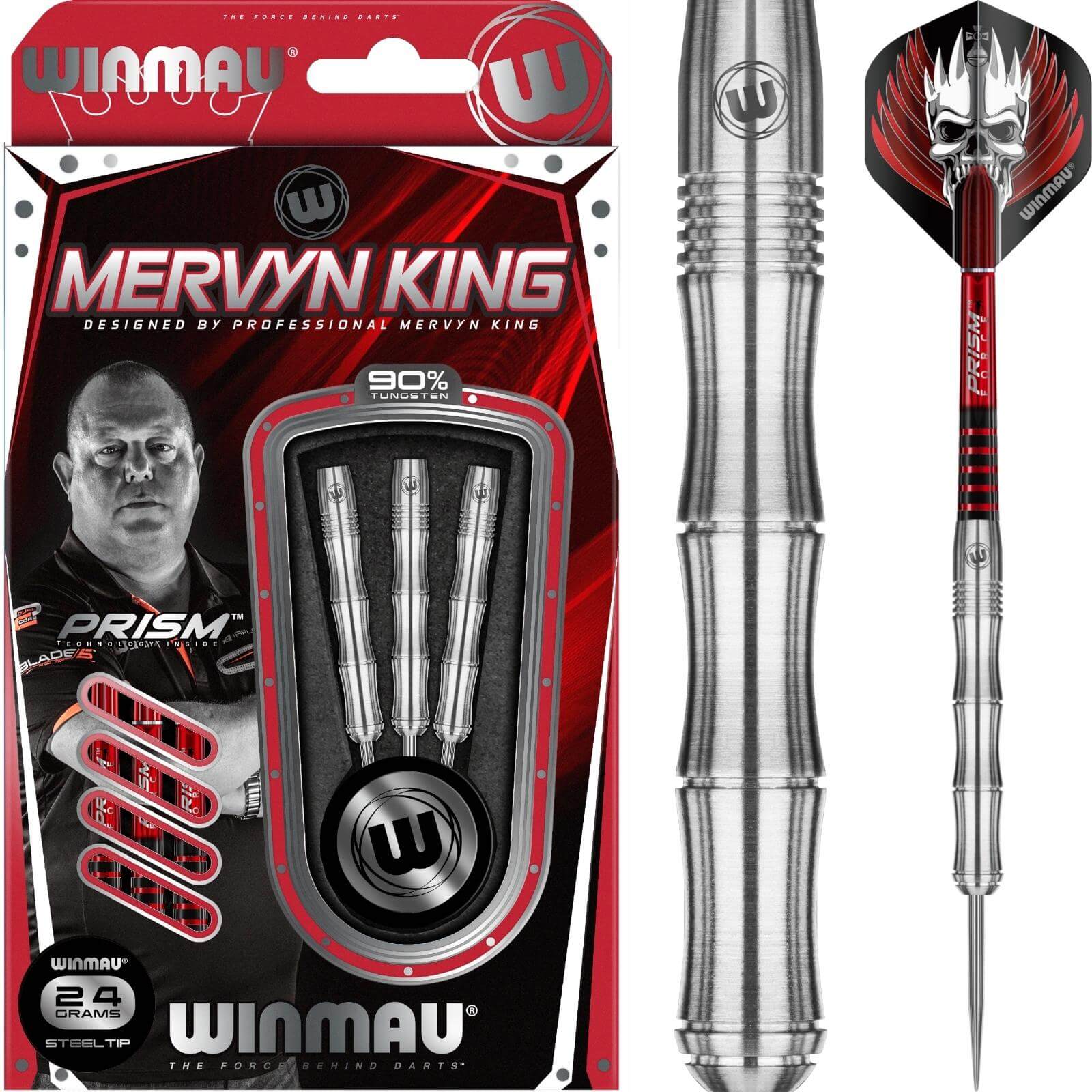 Darts - Winmau - Mervyn King Darts - Steel Tip - 90% Tungsten - 22g 24g 26g 