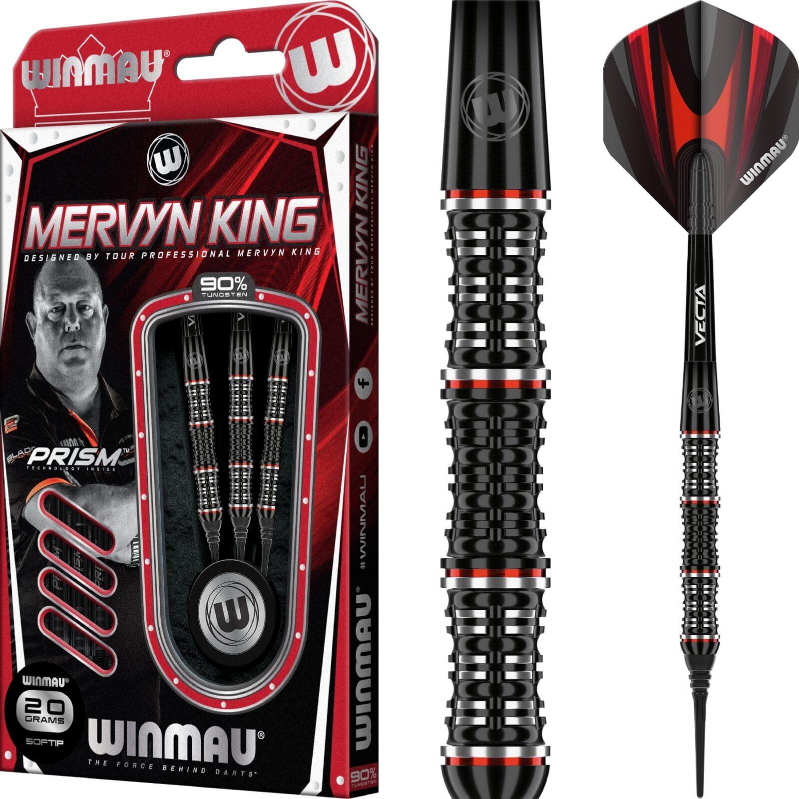 Darts - Winmau - Mervyn King Special Edition Darts - Soft Tip - 90% Tungsten - 20g 