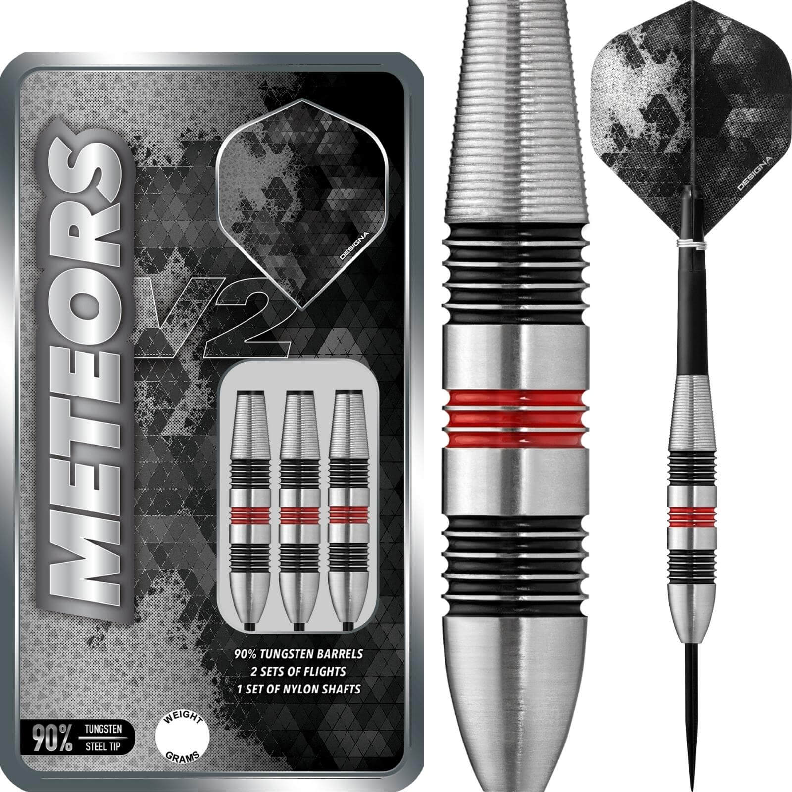 Darts - Designa - Meteors V2 M2 Darts - Steel Tip - 90% Tungsten - 34g 36g 38g 
