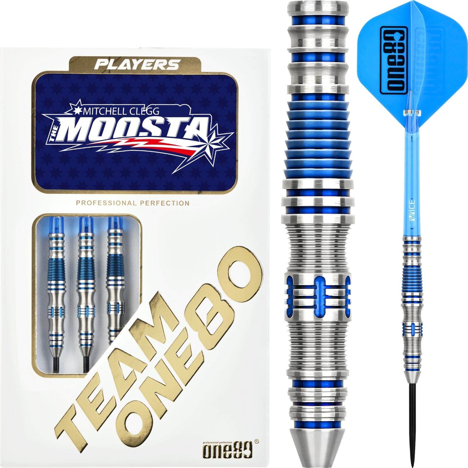 Darts - One80 - Mitchell Clegg Signature II Darts - Steel Tip - 90% Tungsten - 23g 