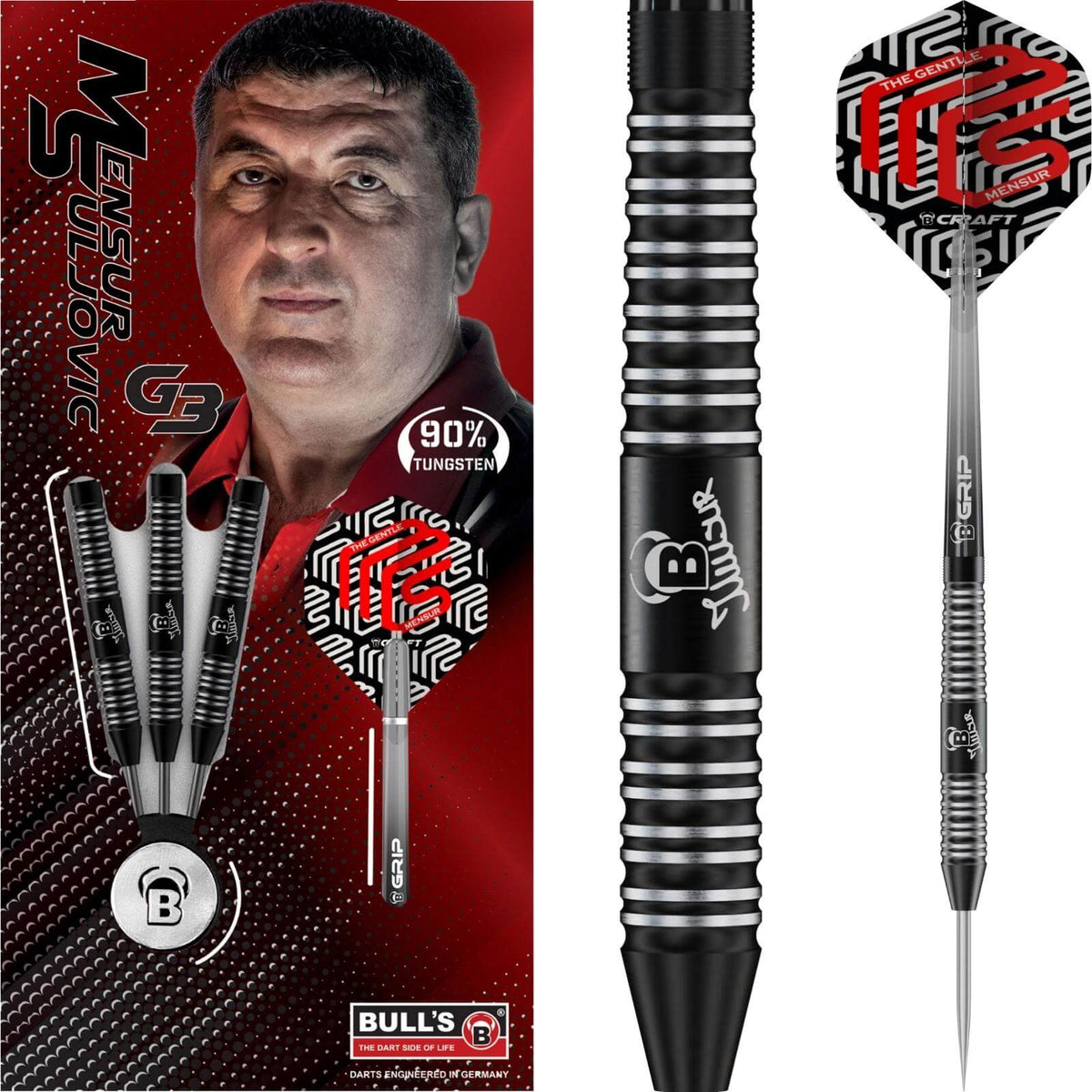 Darts - BULL&#39;S - Mensur Suljovic G3 Darts - Steel Tip - 90% Tungsten - 21g 23g 25g 