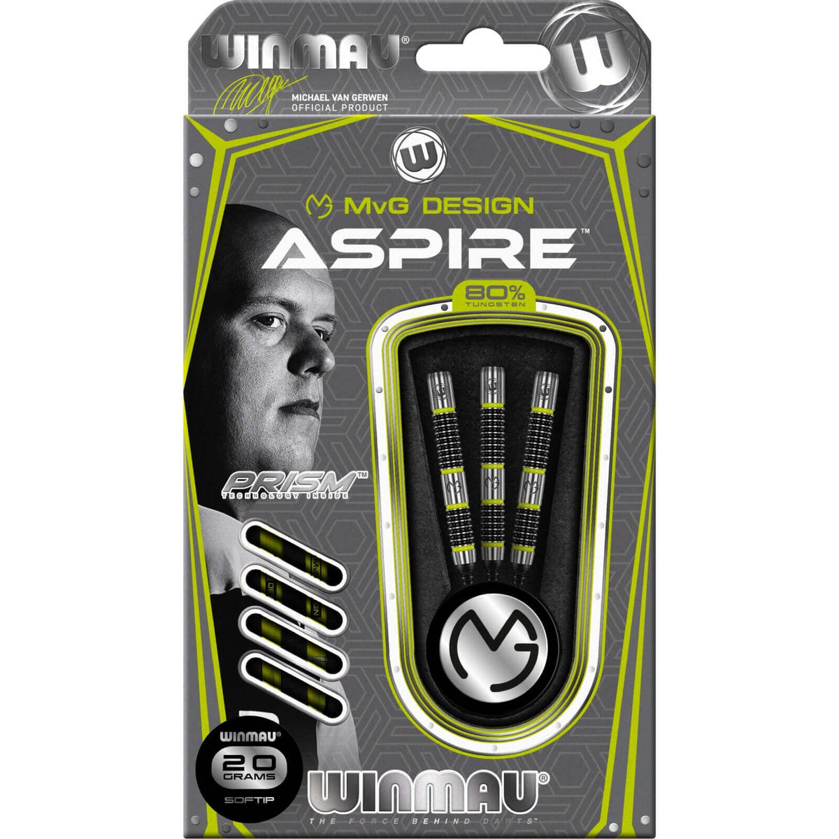Darts - Winmau - MvG Aspire Darts - Soft Tip - 80% Tungsten - 20g 