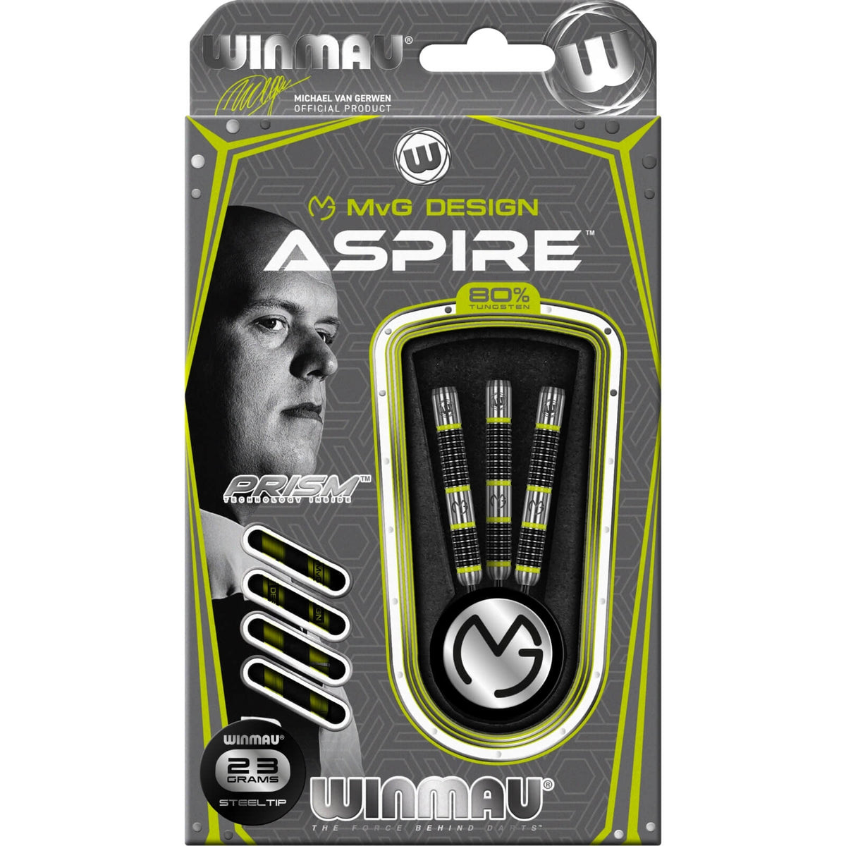 Darts - Winmau - MvG Aspire Darts - Steel Tip - 80% Tungsten - 21g 22g 23g 24g 25g 26g 