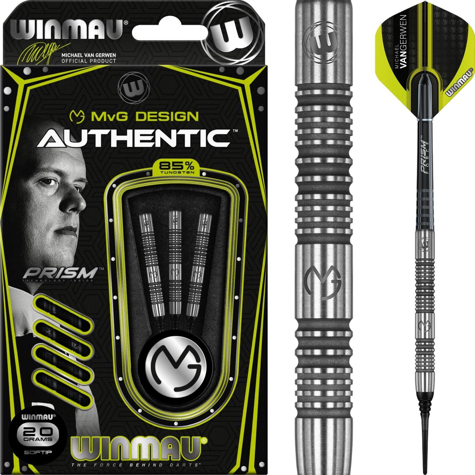 Darts - Winmau - MvG Authentic Darts - Soft Tip - 90% Tungsten - 20g 