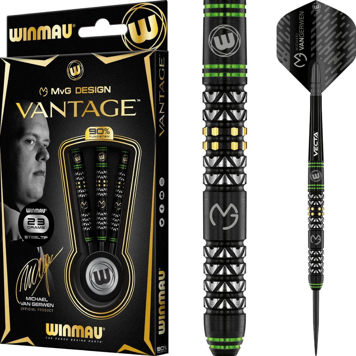 Darts - Winmau - MvG Vantage Darts - Steel Tip - 90% Tungsten - 22g 23g 24g 
