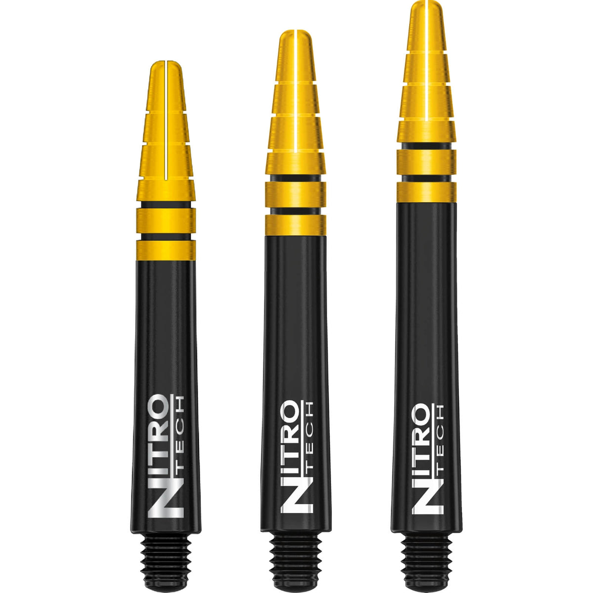 Dart Shafts - Red Dragon - Nitrotech Black &amp; Gold - Hybrid Dart Shafts Short (36mm)